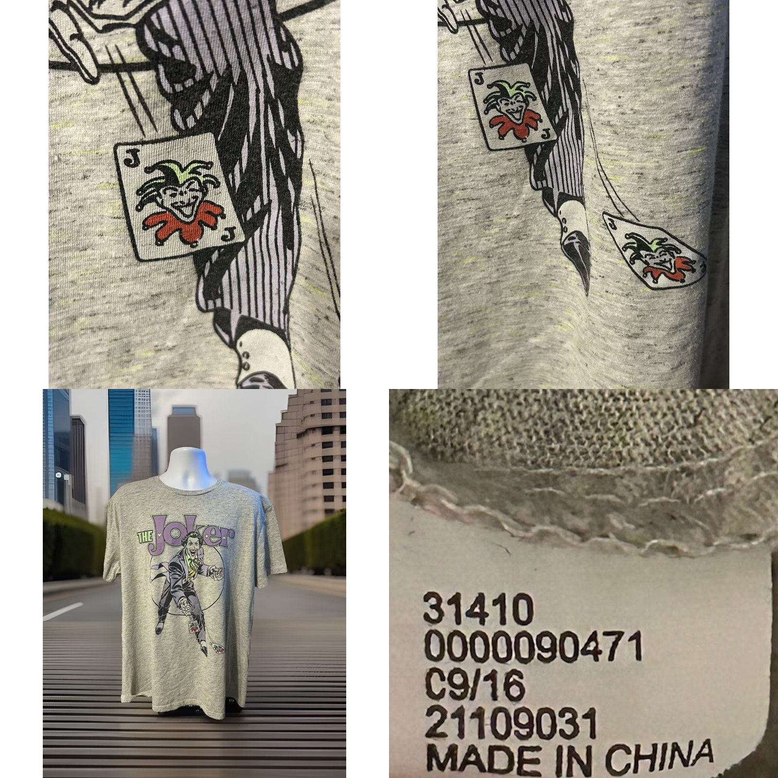 Vintage DC The Joker Shirt Men 2XL Heather Gray Short Sleeve Crew Neck Graphic 2016 Adults Mens Size US XXL / EU 58 / 5 - 8 Thumbnail