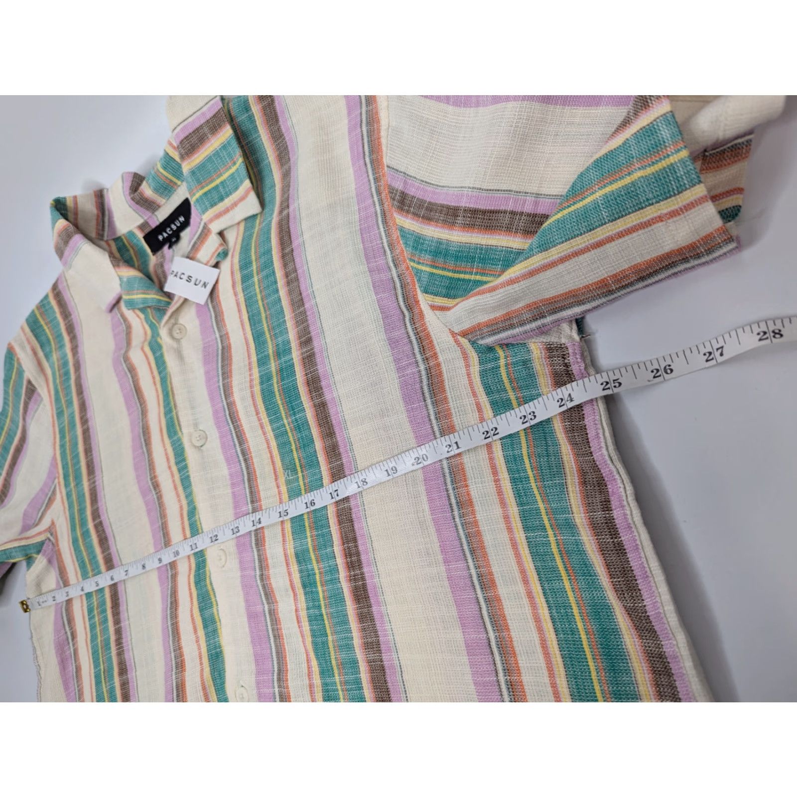 Pacsun NWT PacSun Striped Resort Button Down Shirt XL Men Knit Cotton Multicolor Camp Beach 90s? (Oops) Size US XL / EU 56 / 4 - 6 Thumbnail