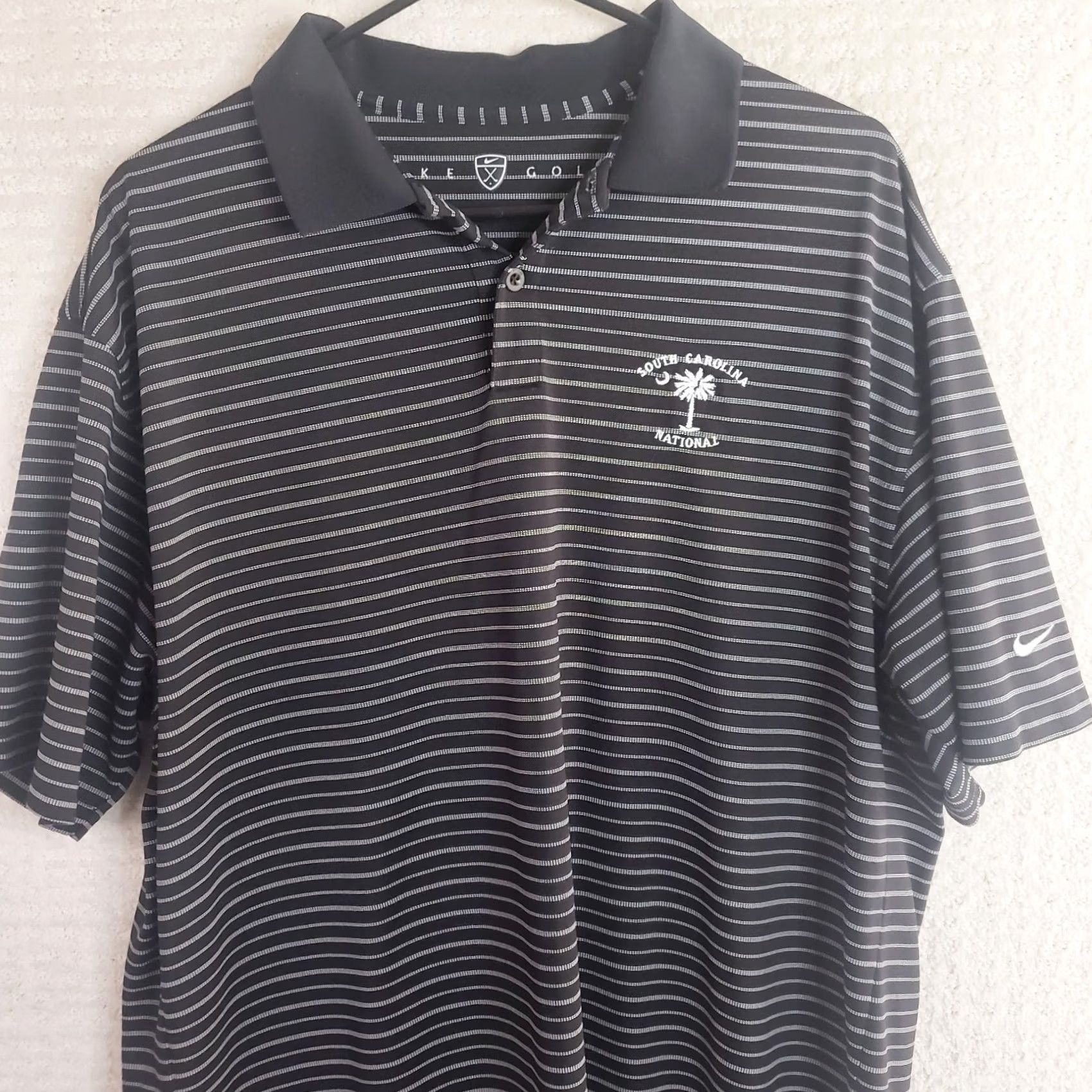 Nike Nike Golf Polo Shirt Mens XL Black Striped Swoosh Performance SC National Size US XL / EU 56 / 4 - 2 Thumbnail