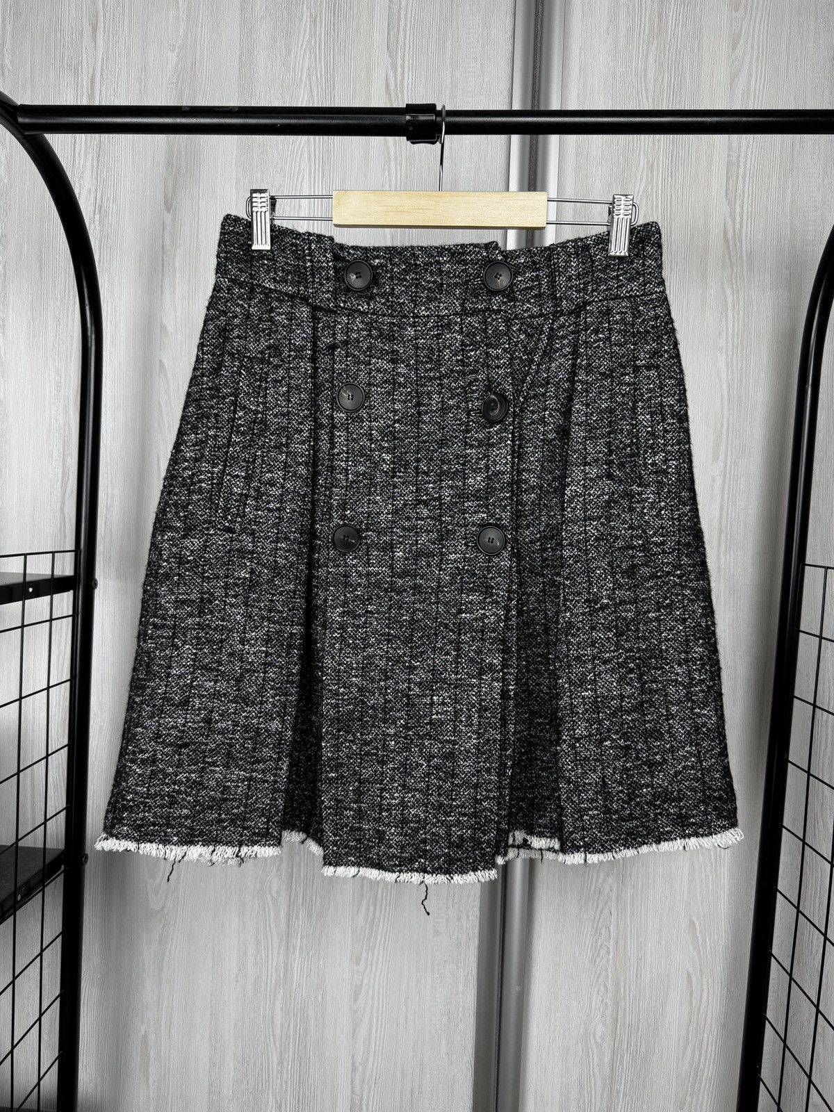 Other Tela Italy Wool Cotton blend grey tweed knee lenght skirt Size 28" / US 6 / IT 42 - 1 Thumbnail