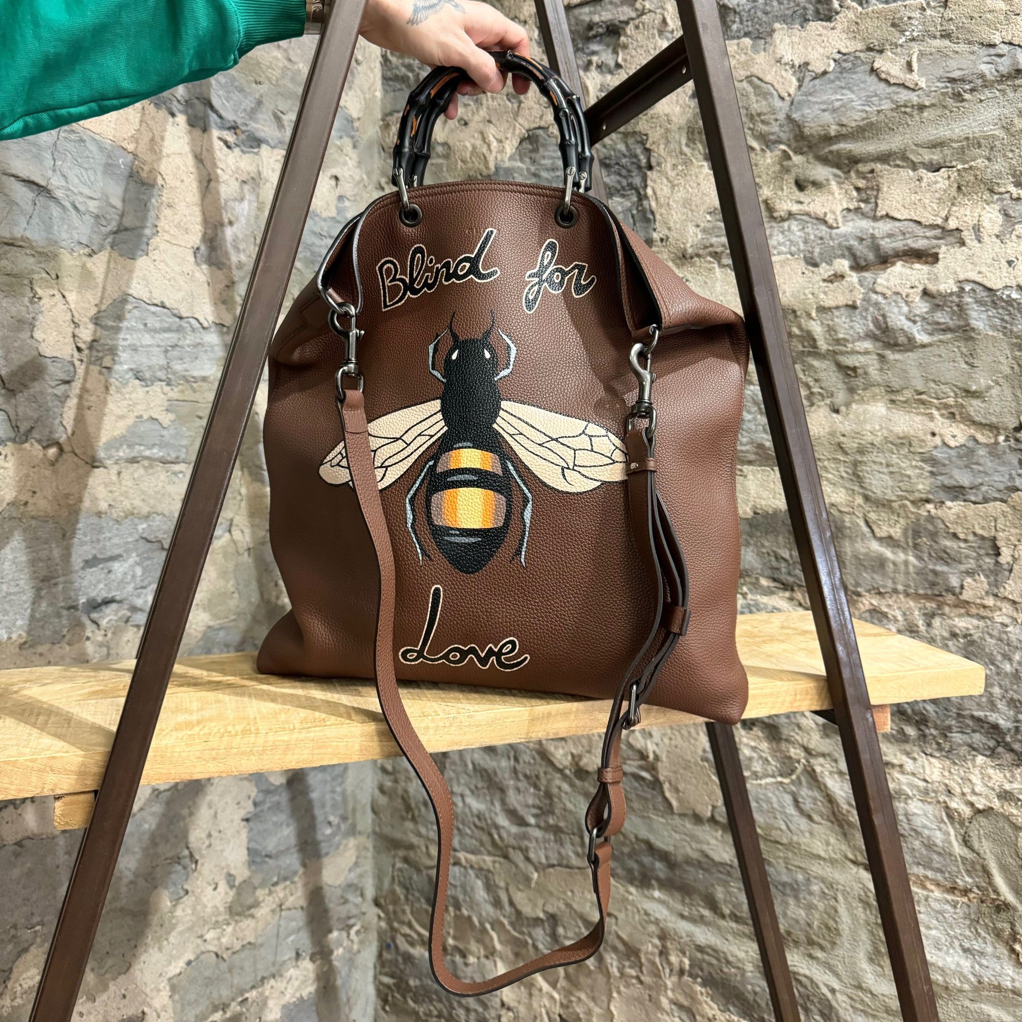 Gucci Gucci Customized Brown Leather Bamboo Handle 2 Way Tote Size ONE SIZE - 5 Thumbnail
