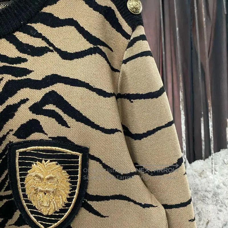 Balmain Balmain Men's Winter Khaki Tiger Sweater . Size US L / EU 52-54 / 3 - 5 Thumbnail