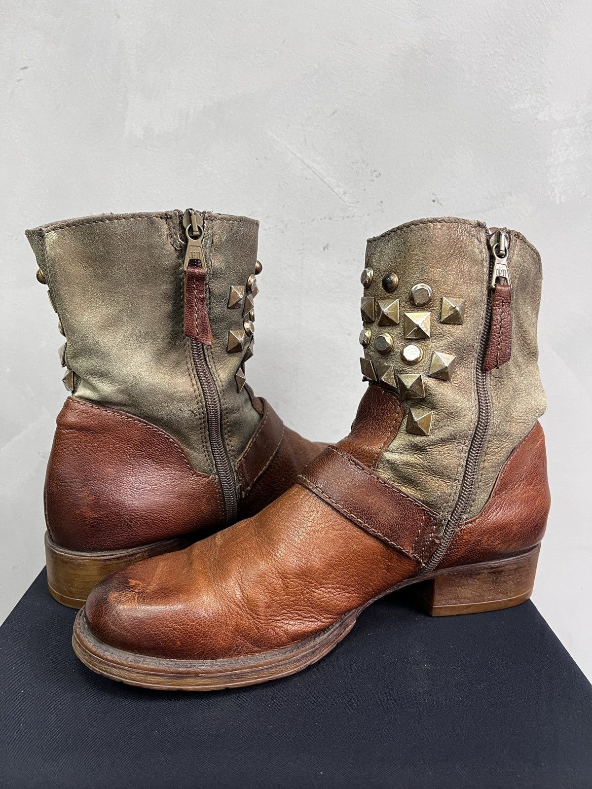 Hedi Slimane Studded platform brown boots avant garde vintage A.S. 98 Size US 7.5 / EU 40-41 - 10 Thumbnail