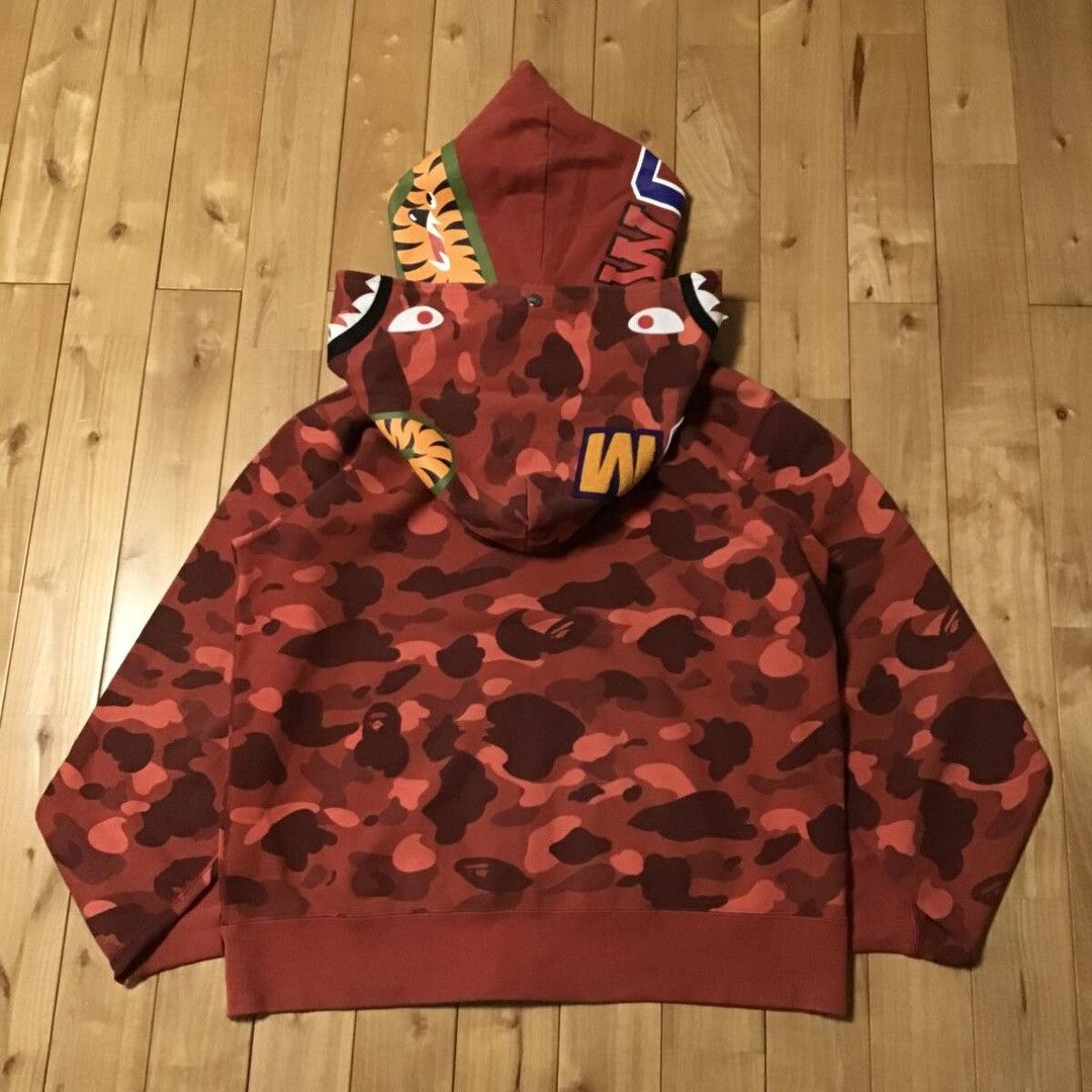 Bape BAPE Red Camo Double Shark Full Zip Hoodie a bathing ape Size US XL / EU 56 / 4 - 2 Thumbnail