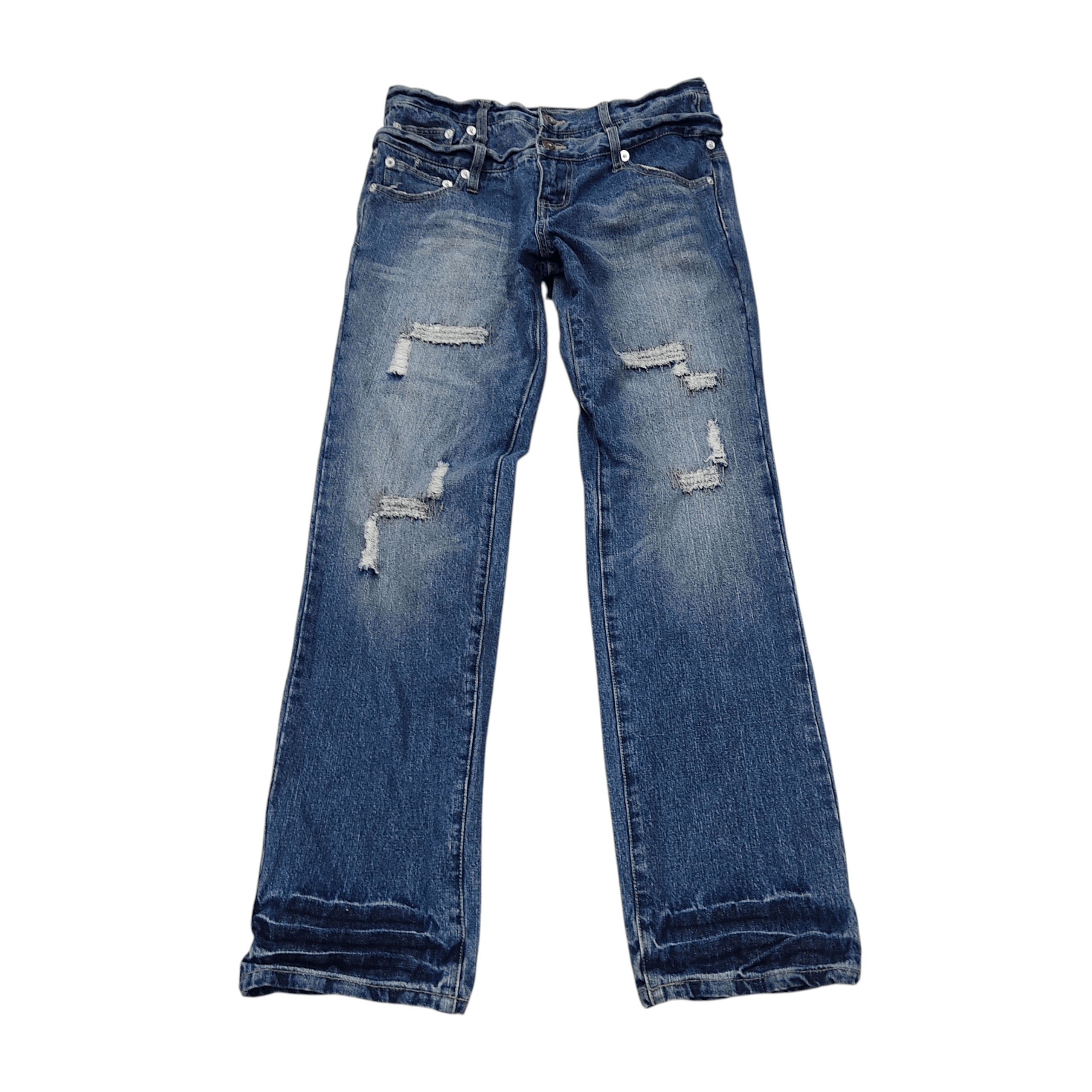 If6Was9 Zero San Double Waist Distressed Denim Pants