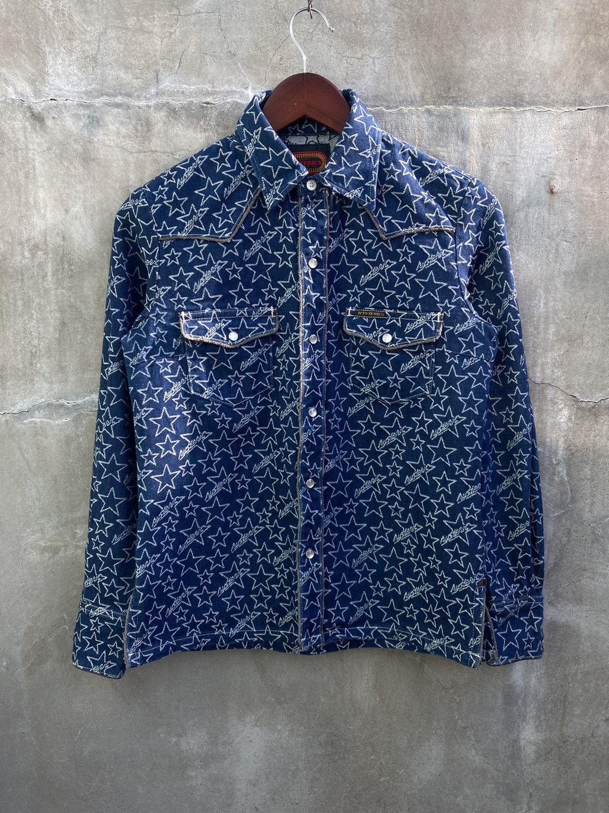 image of Hysteric Glamour Star Pattern Denim Jacket, Men's (Size Small)