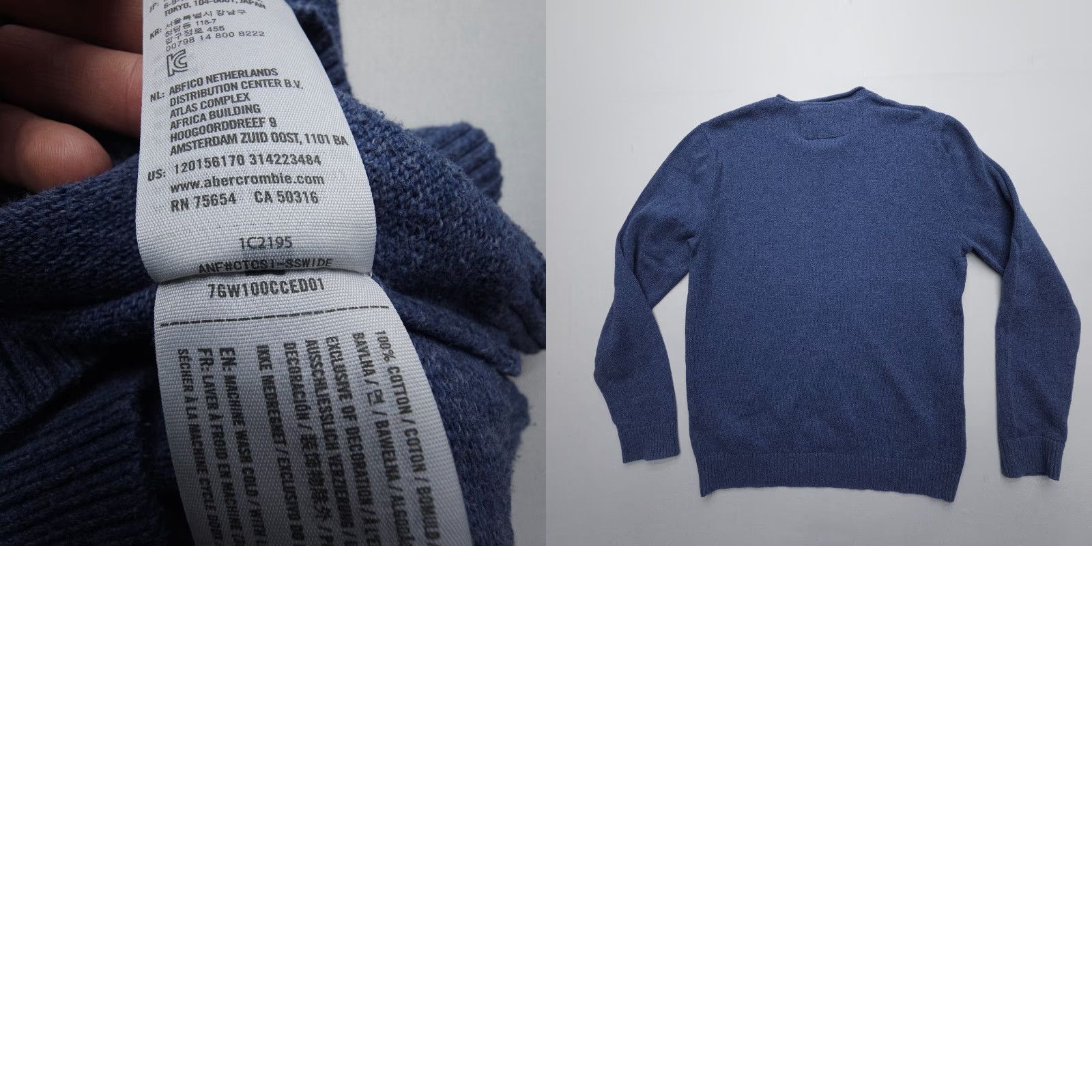 Abercrombie & Fitch VINTAGE Abercrombie & Fitch Roll Neck Sweatshirt Mens M Cotton Blue Logo Pullover Slim 90s USA Mens Size US M / EU 48-50 / 2 - 8 Thumbnail