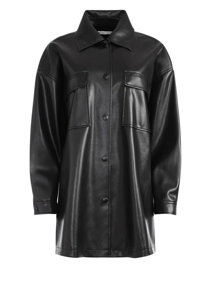Alice + Olivia Alice Olivia Jacket Vegan Leather Oversized Shacket Black Size M / US 6-8 / IT 42-44 - 1 Thumbnail