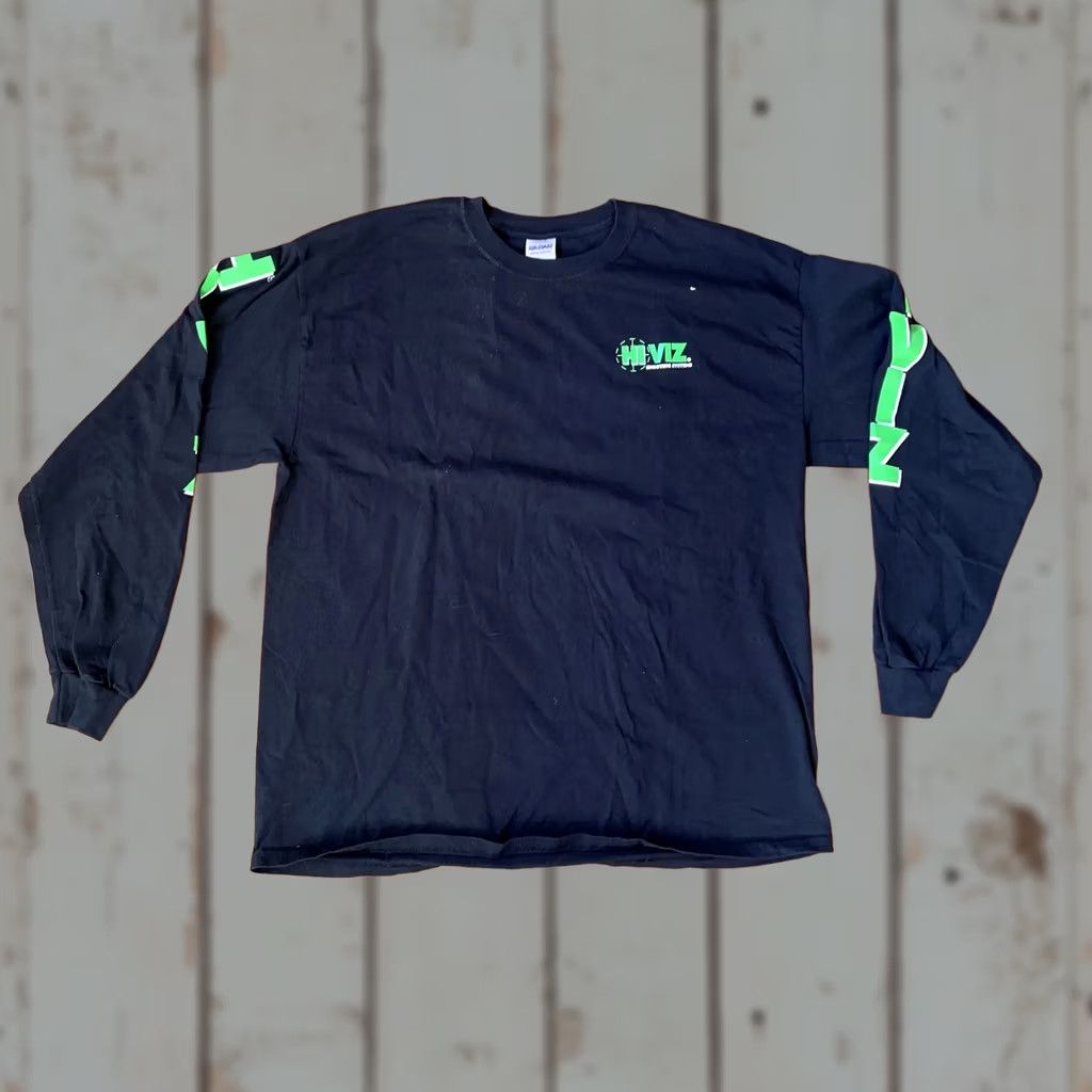 Gildan VINTAGE Gildan Ultra Cotton Black XL T-Shirt Long Sleeve HI VIZ Shooting Systems Shirt Adults XL Black 90s USA Music Hip Hop Hipster Logo Size US XL / EU 56 / 4 - 1 Thumbnail