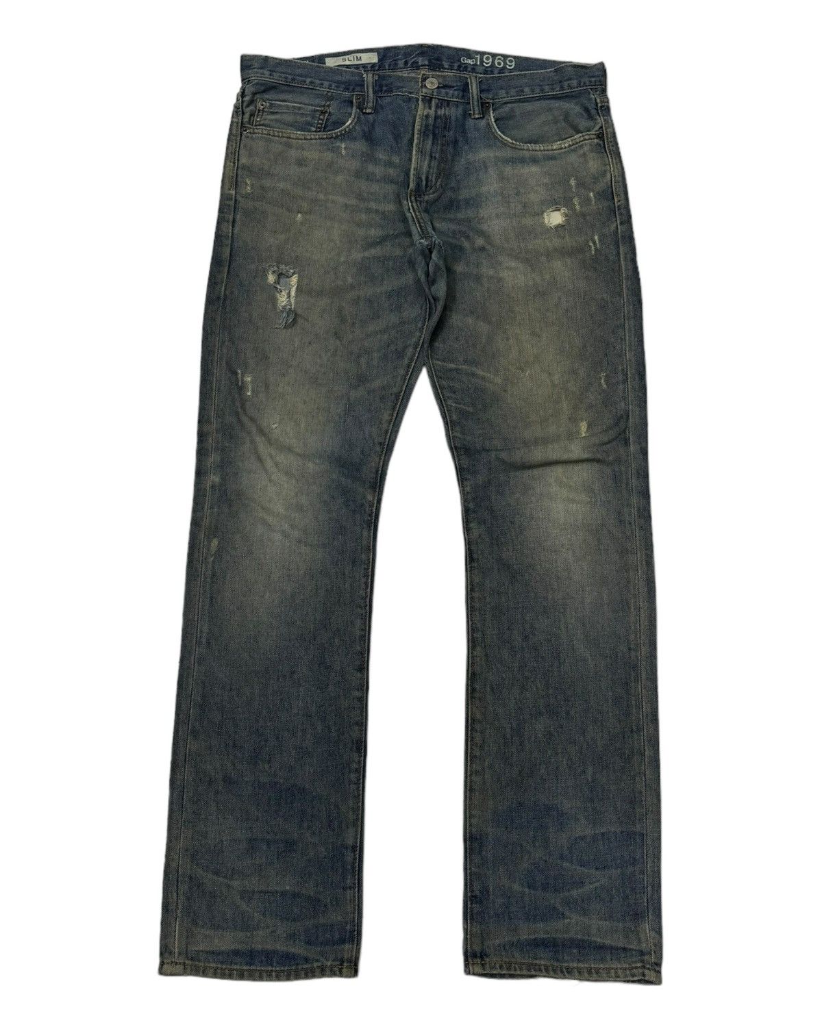 Kapital FW14 MEDIUM TINTED DESTROY JEANS SLIM FIT GAP Size US 36 / EU 52 - 5 Thumbnail