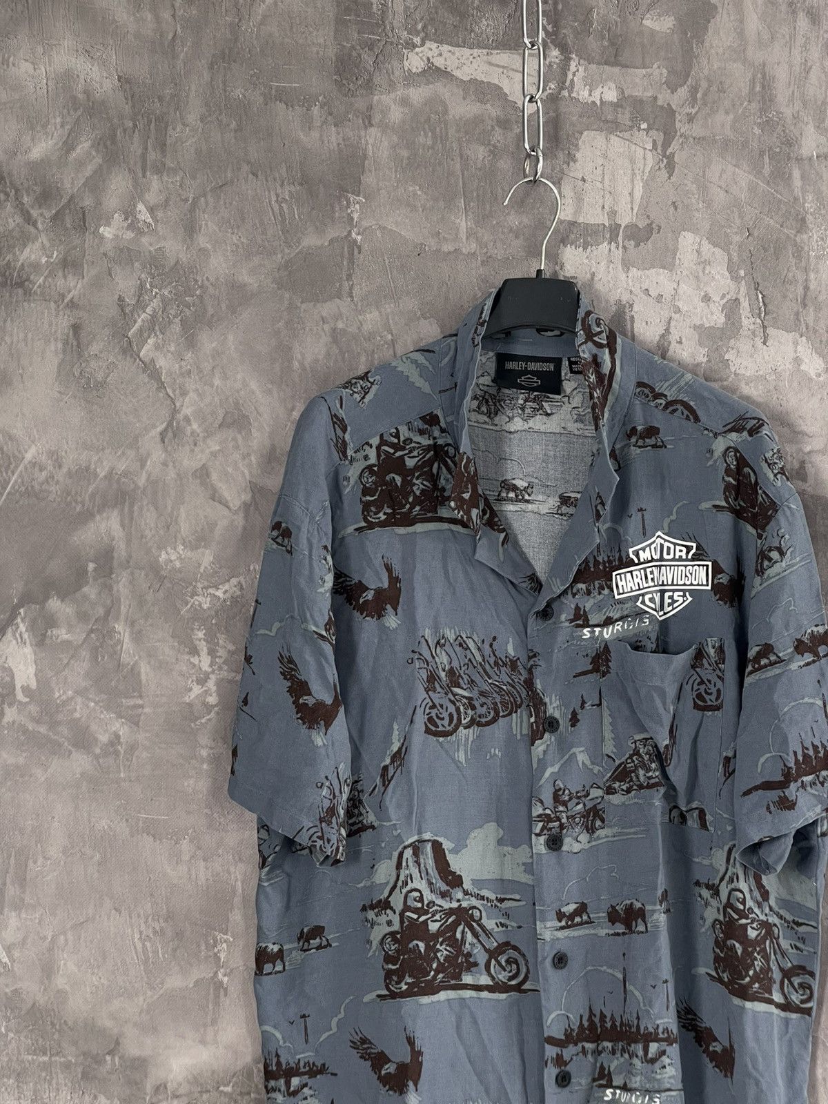 Harley Davidson × Vintage Vintage Y2K Harley Davidson Button Up Crazy Logo Shirt Size US L / EU 52-54 / 3 - 3 Thumbnail