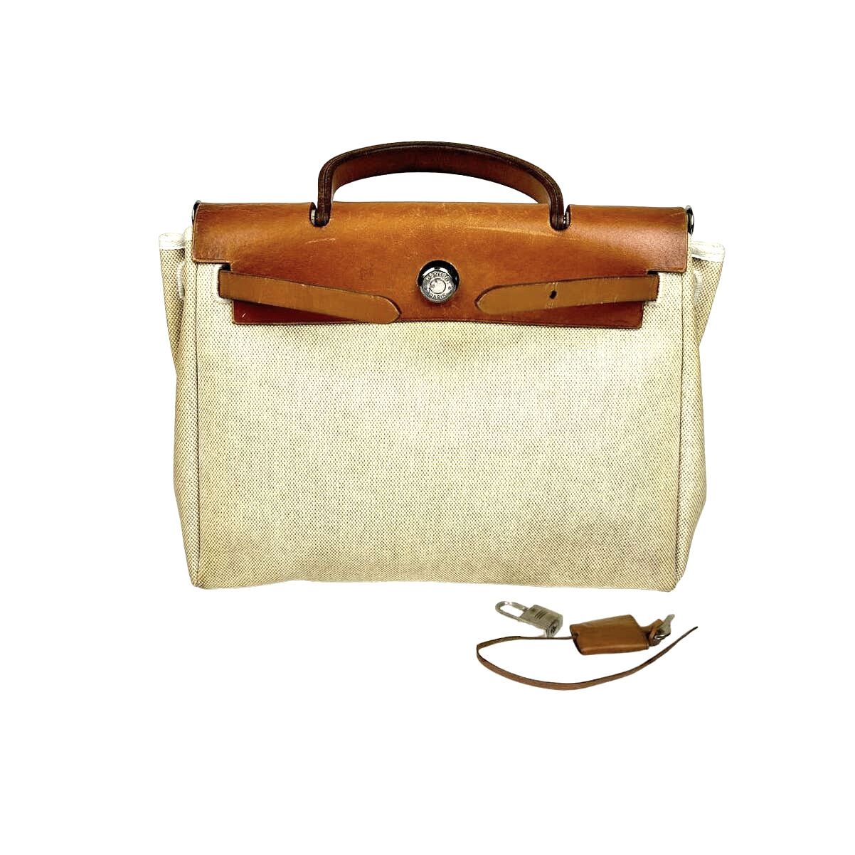 Hermes Herbag PM Cream Cloth Hunter Canvas Bag