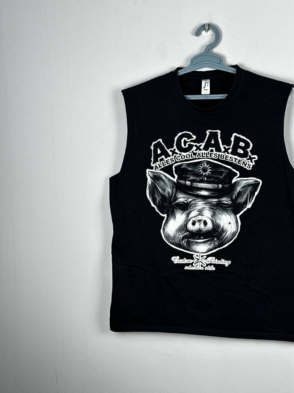Vintage Vintage ACAB Pig Print Police Sleeveless T Shirt Size US XL / EU 56 / 4 - 2 Thumbnail