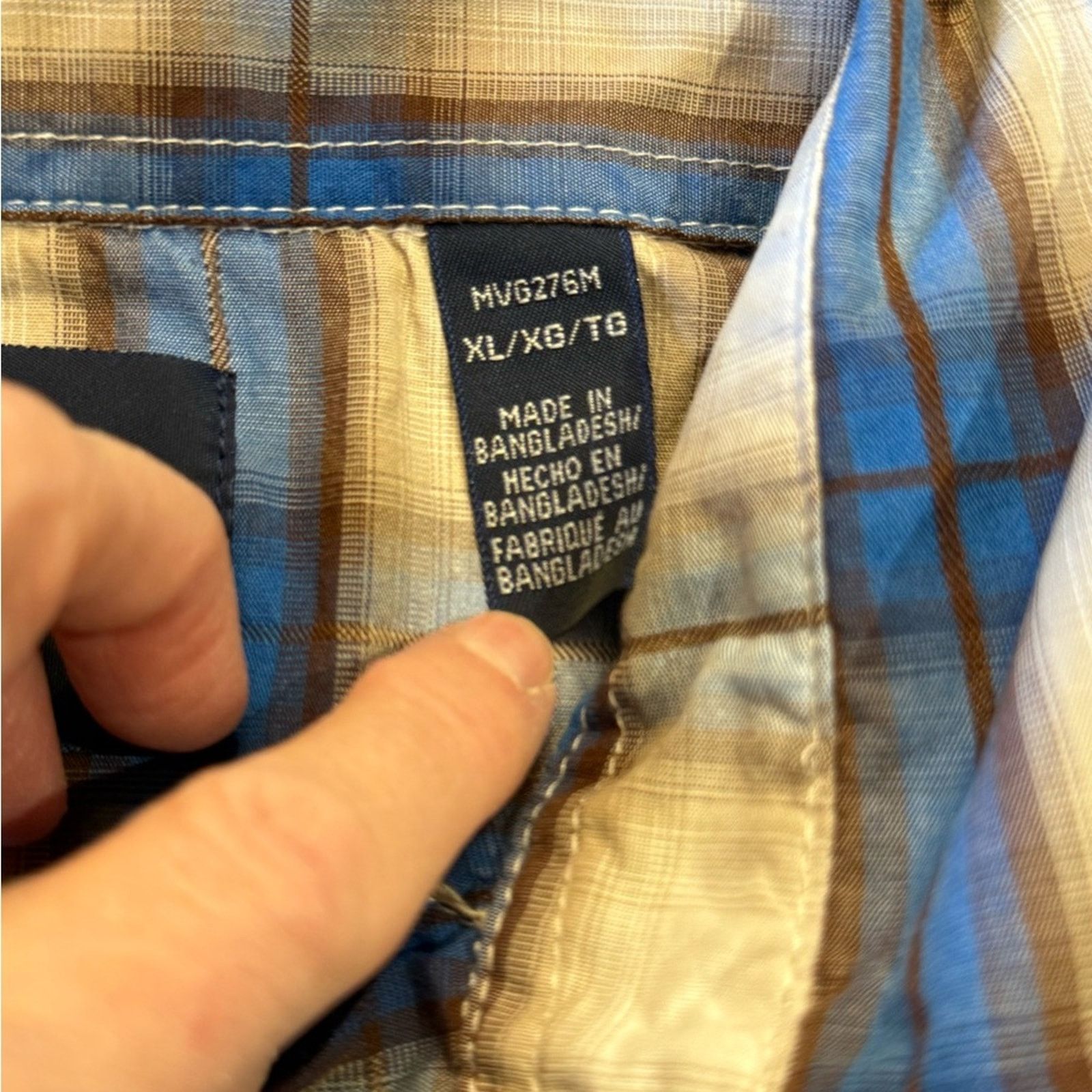 Wrangler Wrangler Blue & Brown Plaid Pearl Snap Short Sleeve Shirt XL Size US XL / EU 56 / 4 - 6 Thumbnail