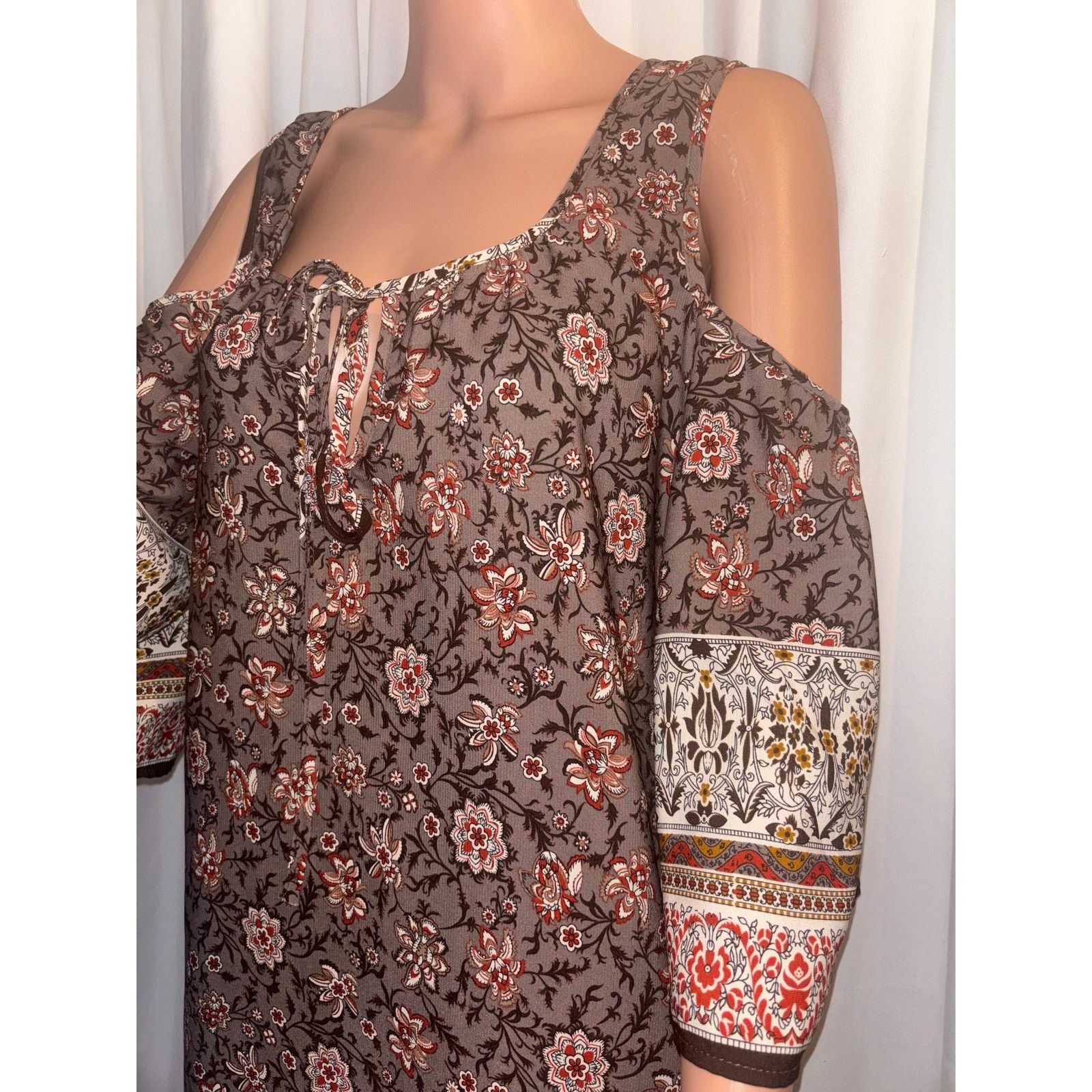 The Unbranded Brand West K XL - Floral Cold-Shoulder Blouse Size XL / US 12-14 / IT 48-50 - 4 Thumbnail