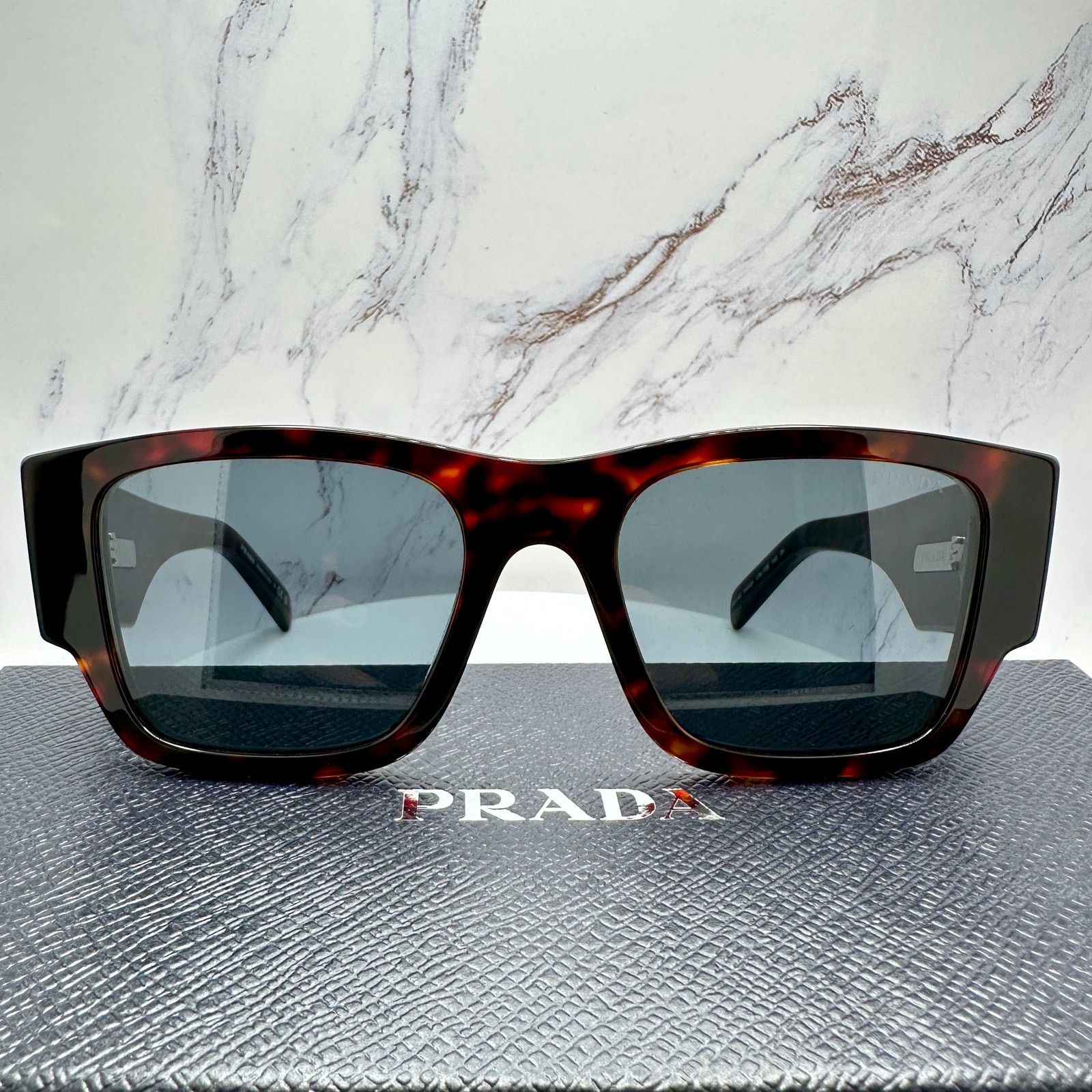 Prada New PRADA Sunglasses Brown Root Tortoise Square Plaque Logo Size ONE SIZE - 23 Thumbnail