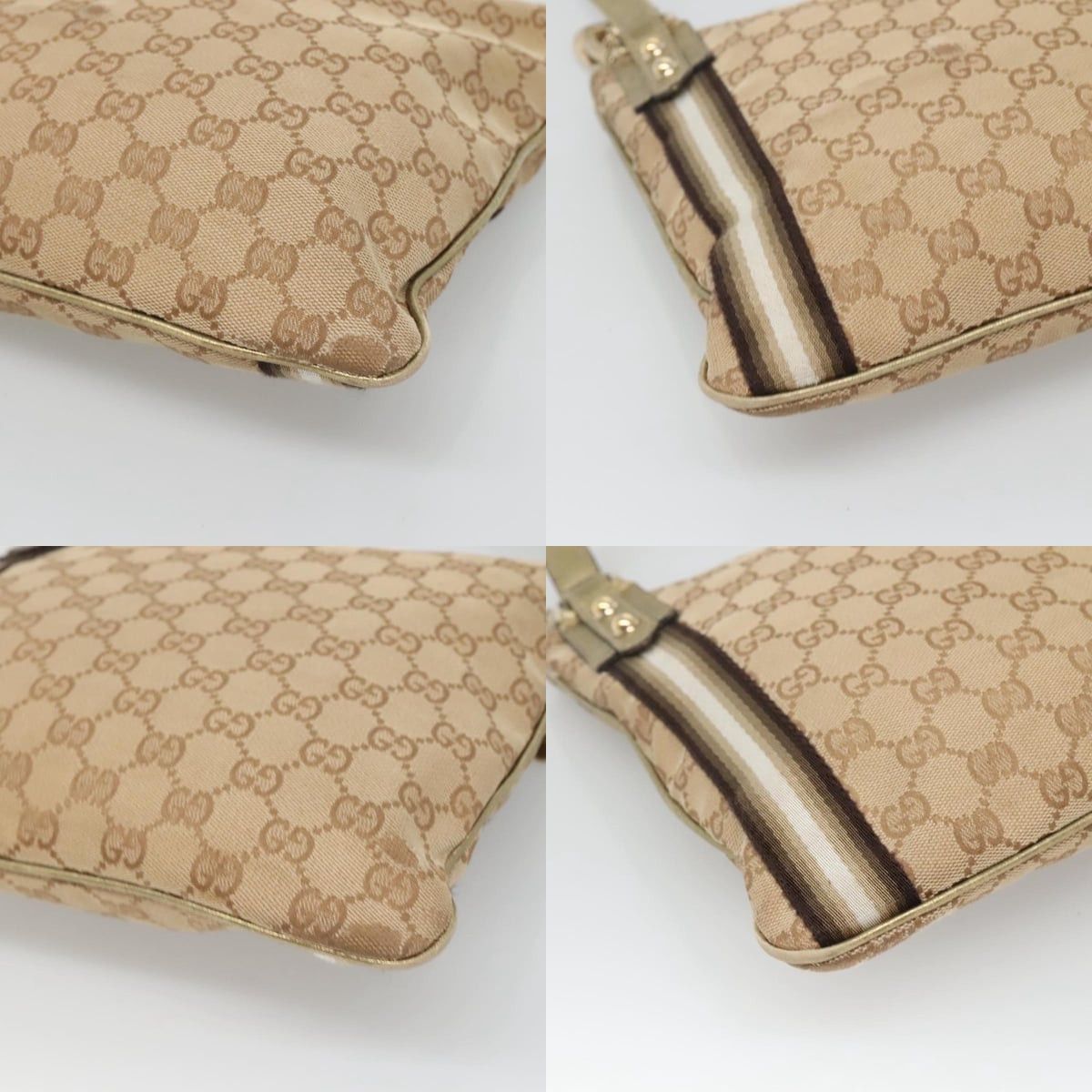 Gucci GUCCI GG Canvas Sherry Line Shoulder Bag Beige Black Size ONE SIZE - 10 Thumbnail