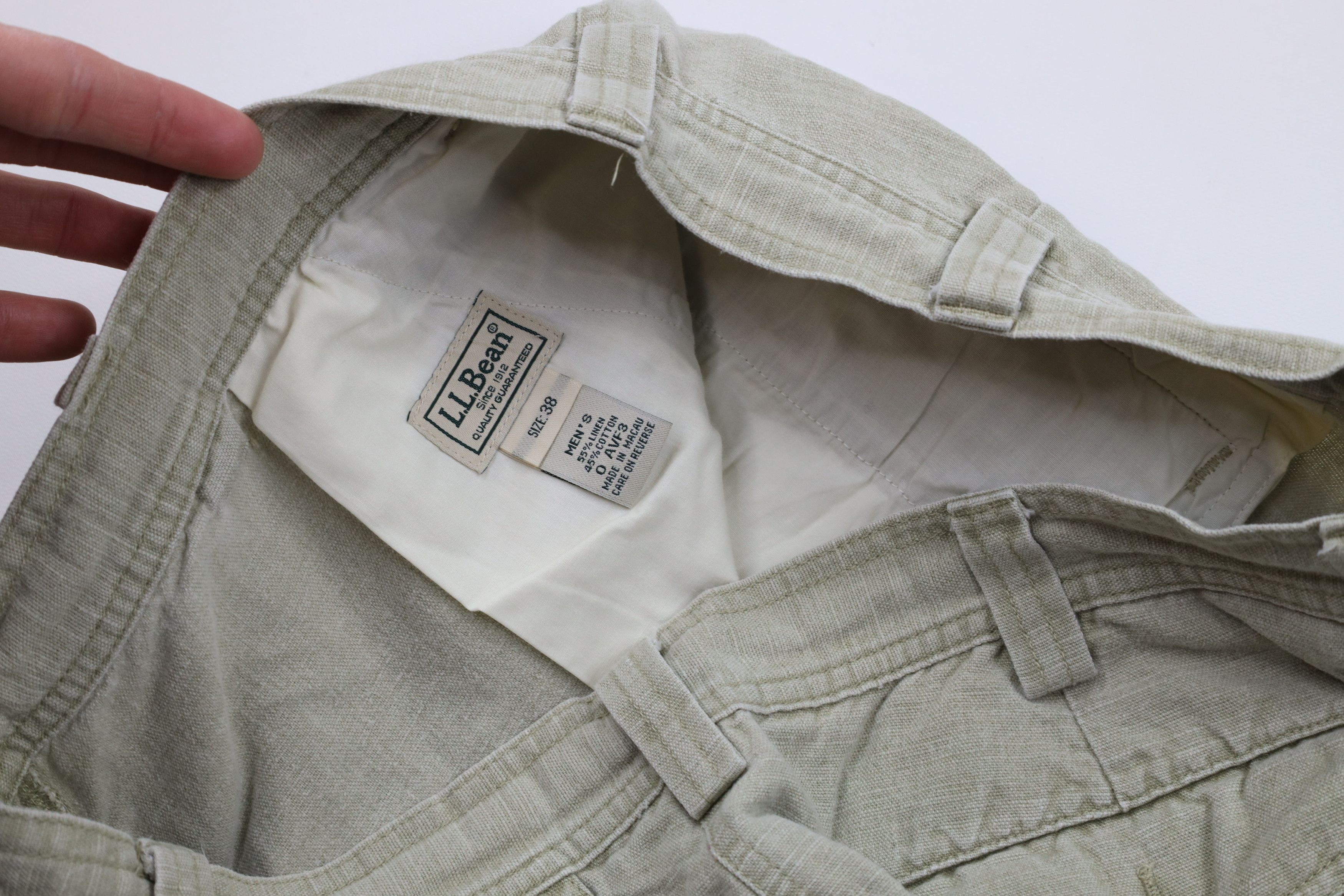 L.L. Bean × Vintage Vintage 90s LL Bean Above Knee Cargo Shorts Light Green Size US 38 / EU 54 - 6 Thumbnail