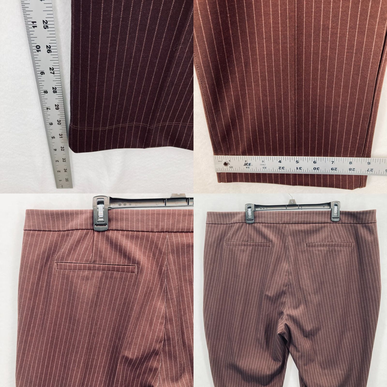 NYDJ NYDJ Aaro Slim Straight Pants Women's Plus 20W Burgundy Red Striped Chino Size 42" / US 20 - 8 Thumbnail
