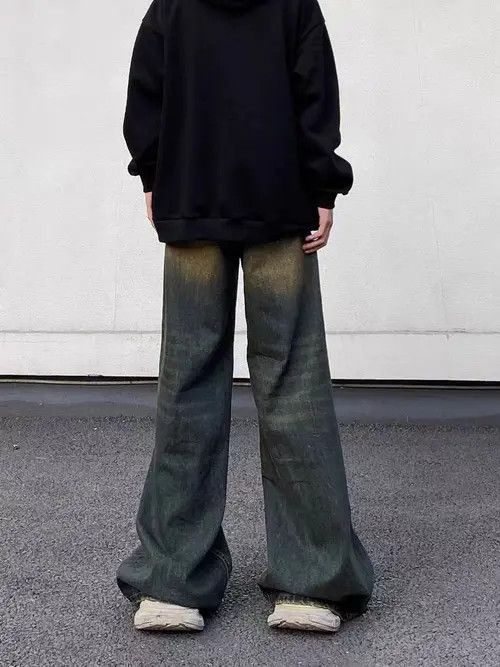 Japanese Brand × Jean Retro distressed gradient grunge wide leg jeans Size US 32 / EU 48 - 4 Thumbnail