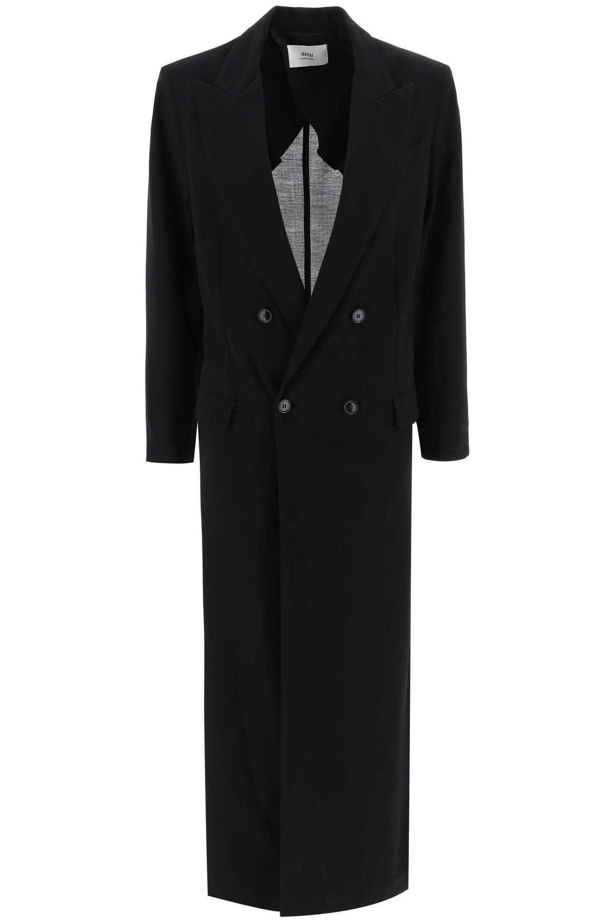 image of Ami Alexandre Matiussi Double-Breasted Deconstructed Coat in Noir, Women's (Size Small)