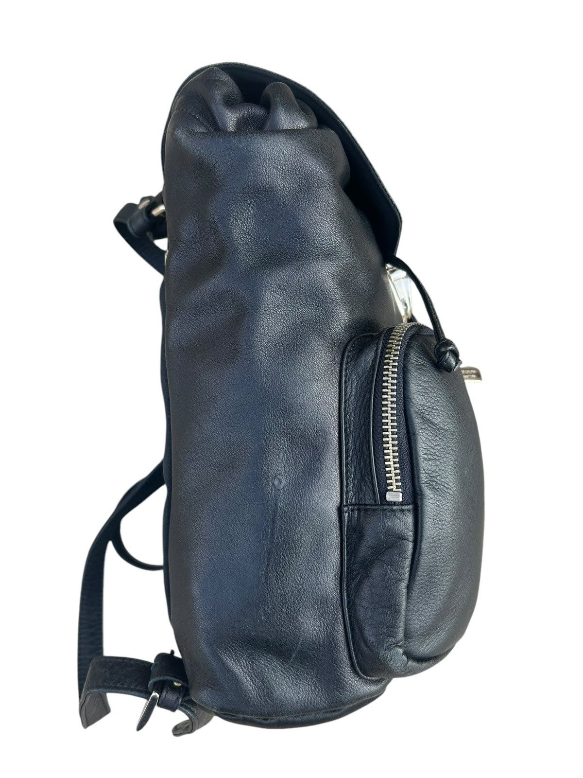 Leather Vintage 90s UCOB Patina Black Leather Cargo Backpack Bag Size ONE SIZE - 16 Thumbnail