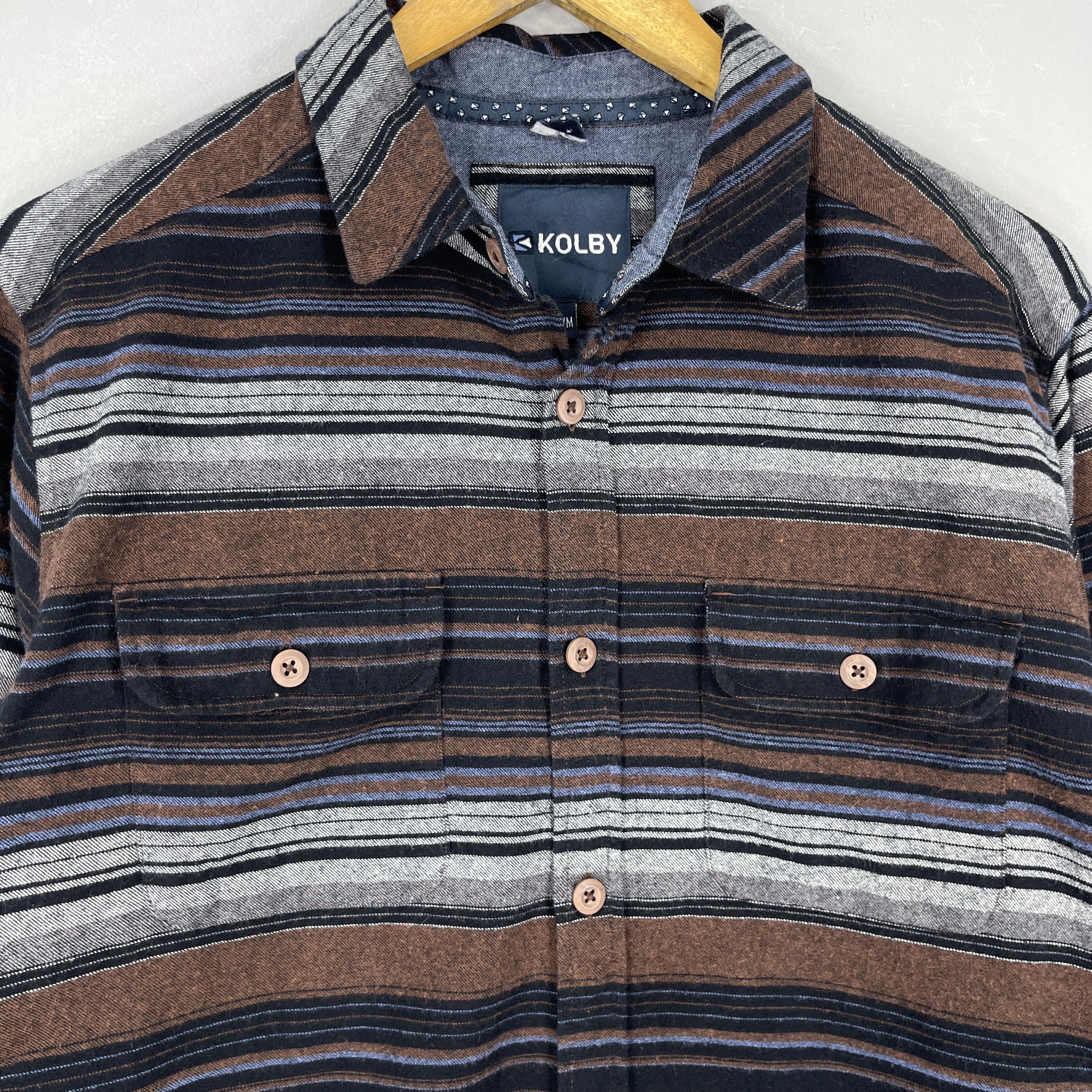 Flannel KOLBY Border Stripes Multicolor Flannel Button Up Size US M / EU 48-50 / 2 - 2 Thumbnail