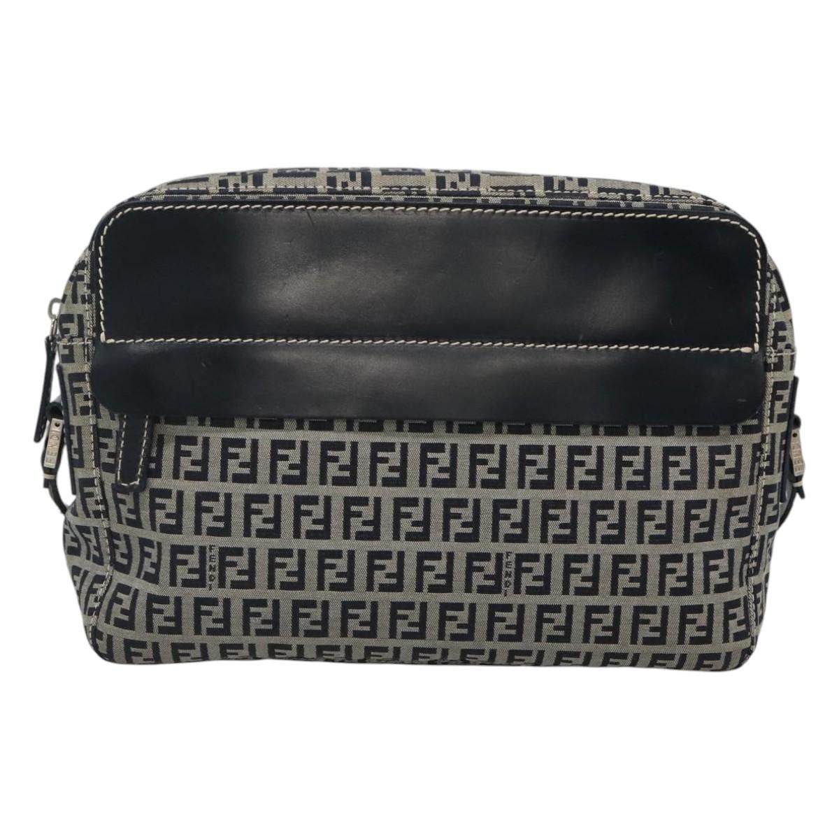 Fendi Zucchino Navy Canvas Shoulder Bag (Pre-Owned) in Blue, Women's