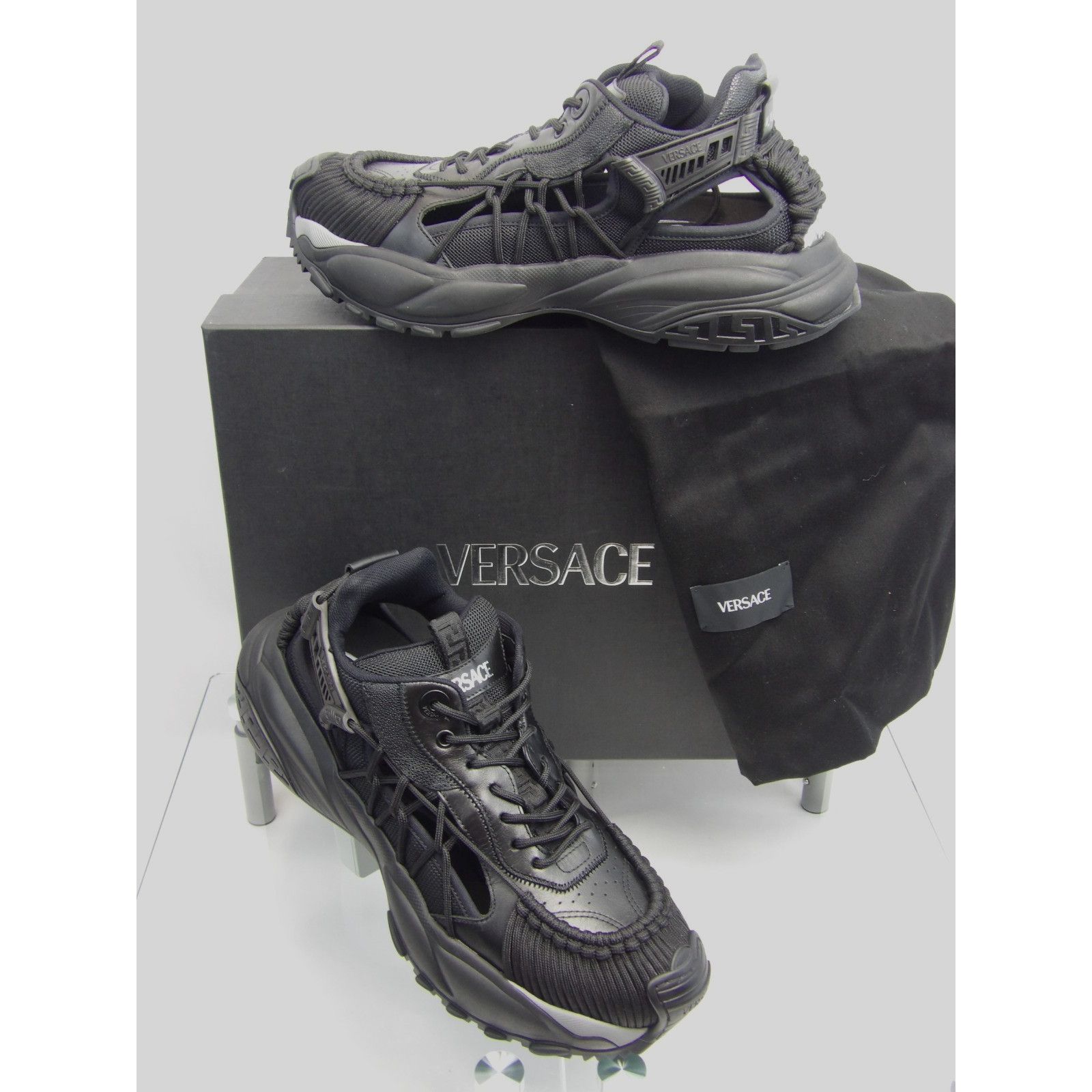 Versace VERSACE MERCURY BLACK LEATHER PLATFORM SNEAKERS 48 15 ITALY Size US 15 / EU 48 - 1 Thumbnail