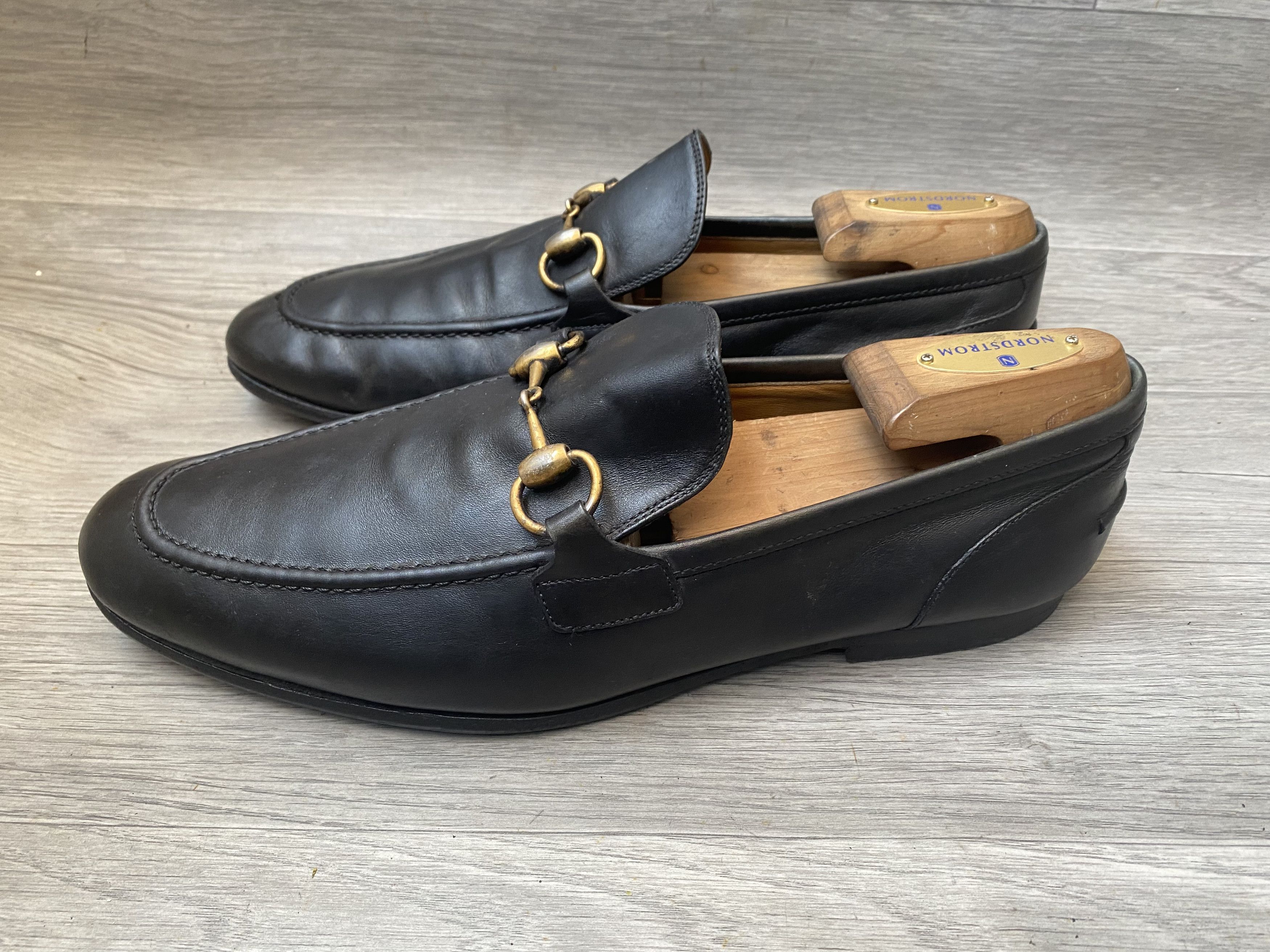 Gucci horsebit jordan black leather loafers sz 41