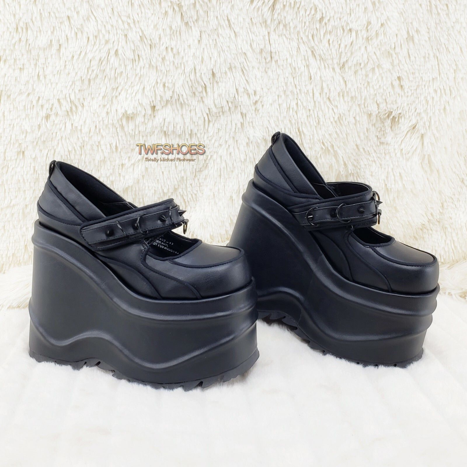 Demonia Cult DEMONIA Wave 48- 6" Platform Black Matte Goth Punk Mary Jane Size US 11 / IT 41 - 9 Thumbnail