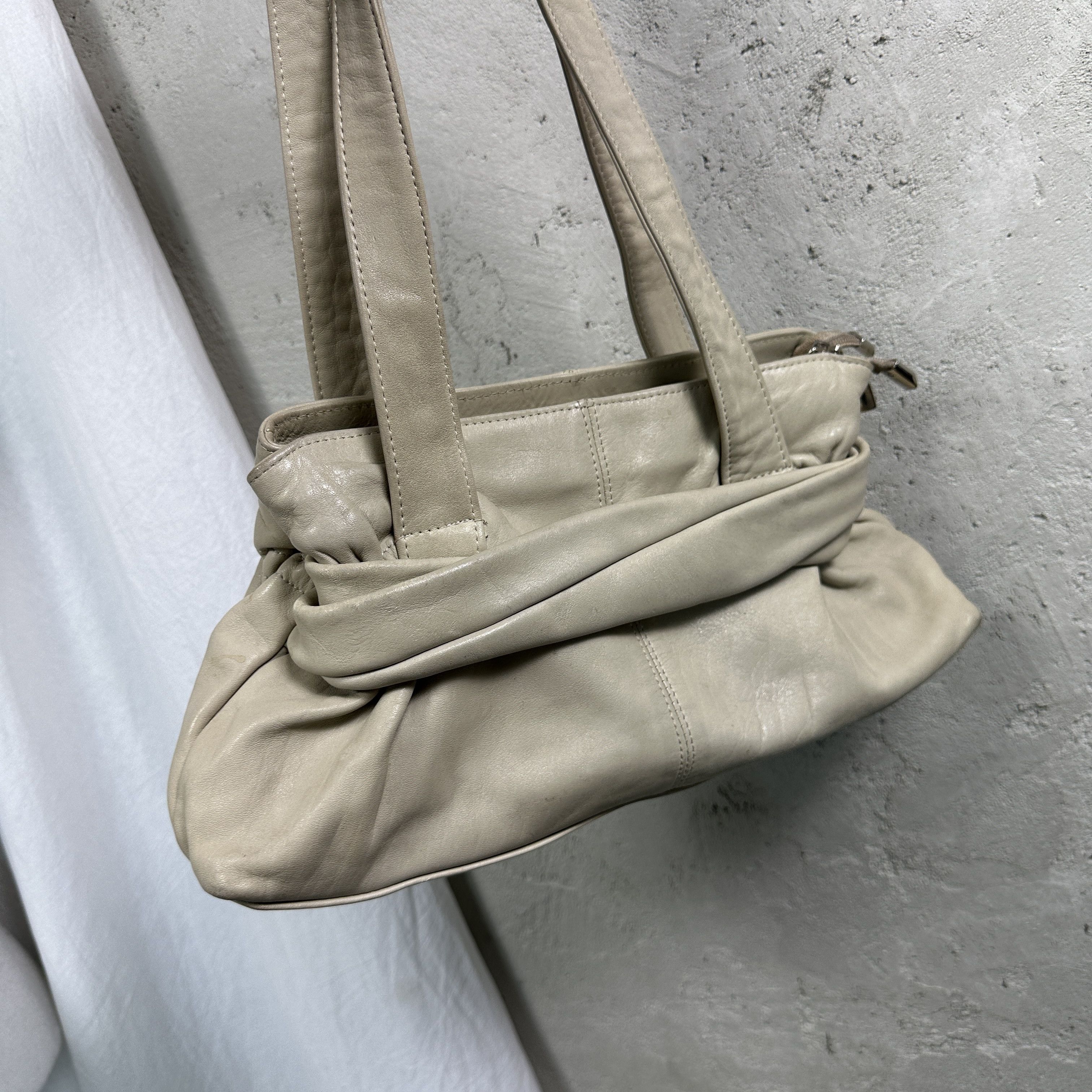 Vintage Vintage Avant Garde Leather Cream Bag Y2K Size ONE SIZE - 3 Thumbnail