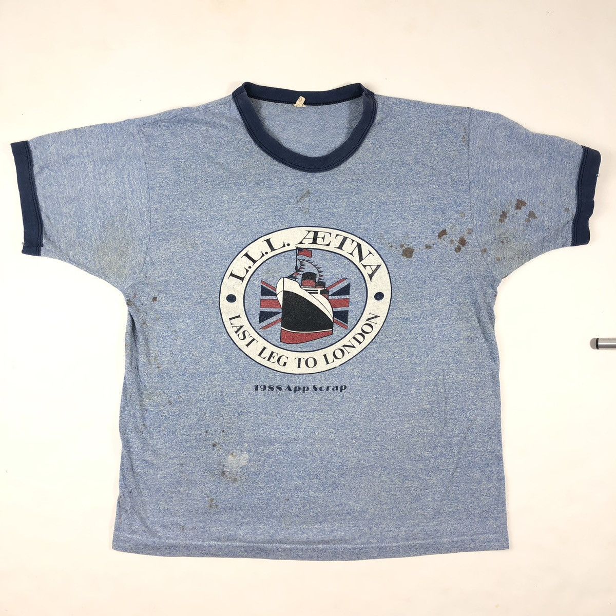 Vintage Vintage 80s Ship Nautical Distressed Ringer T-Shirt Size US S / EU 44-46 / 1 - 11 Thumbnail