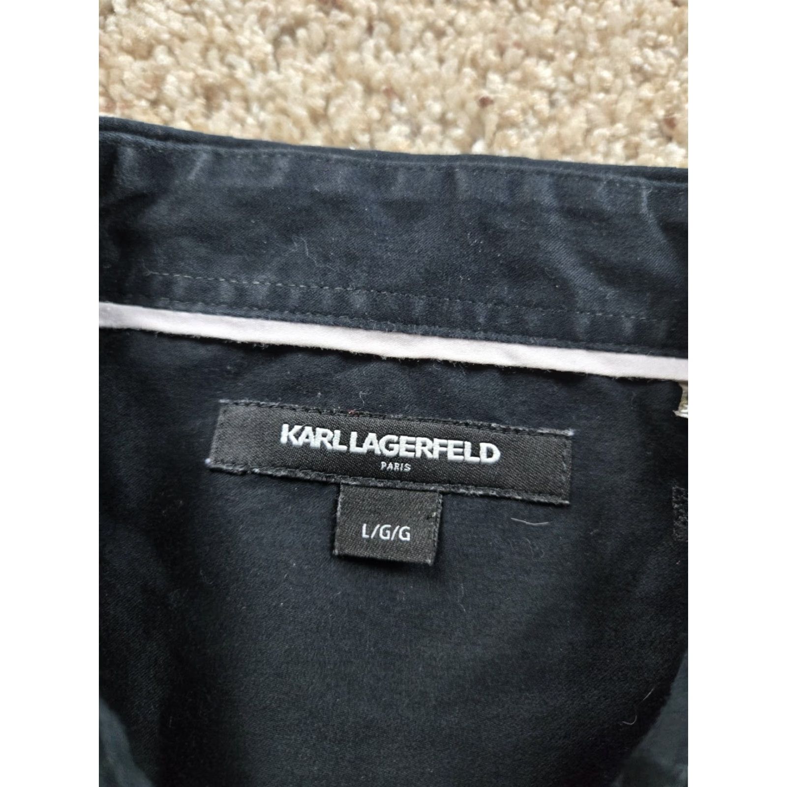 Karl Lagerfeld Karl Lagerfeld Shirt Mens Large Black Geometric Cotton Stretch Button Up Size US L / EU 52-54 / 3 - 5 Thumbnail