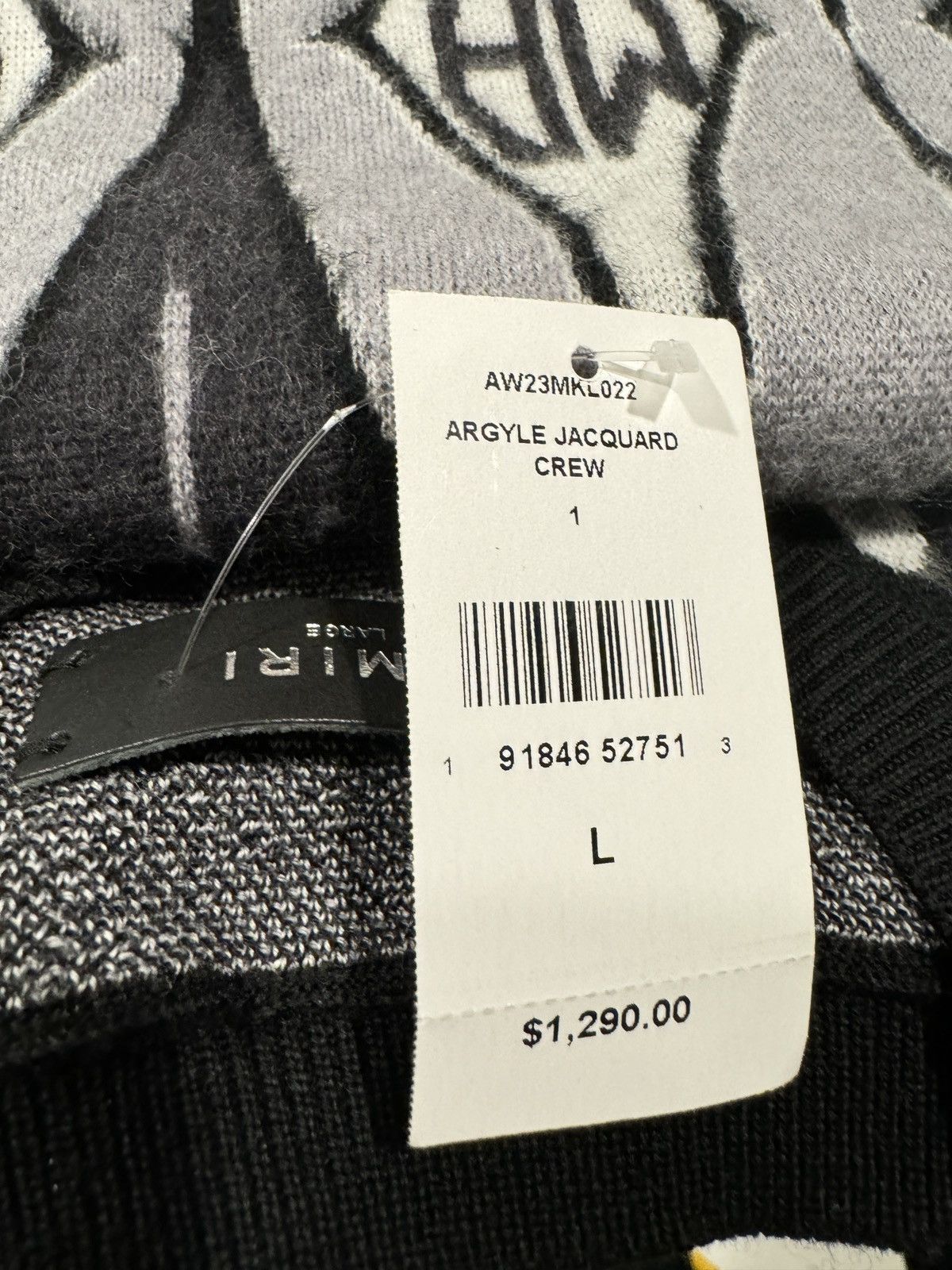 Amiri Amiri Argyle Wool Crewneck Sweater Size US L / EU 52-54 / 3 - 5 Thumbnail