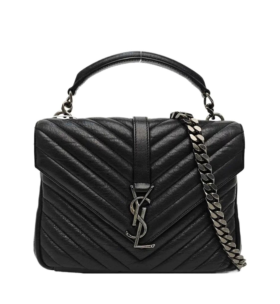 Saint Laurent Paris Saint Laurent Paris YSL COLLEGE Medium black sheepskin quilted Vshoulder bag cro Size ONE SIZE - 1 Thumbnail