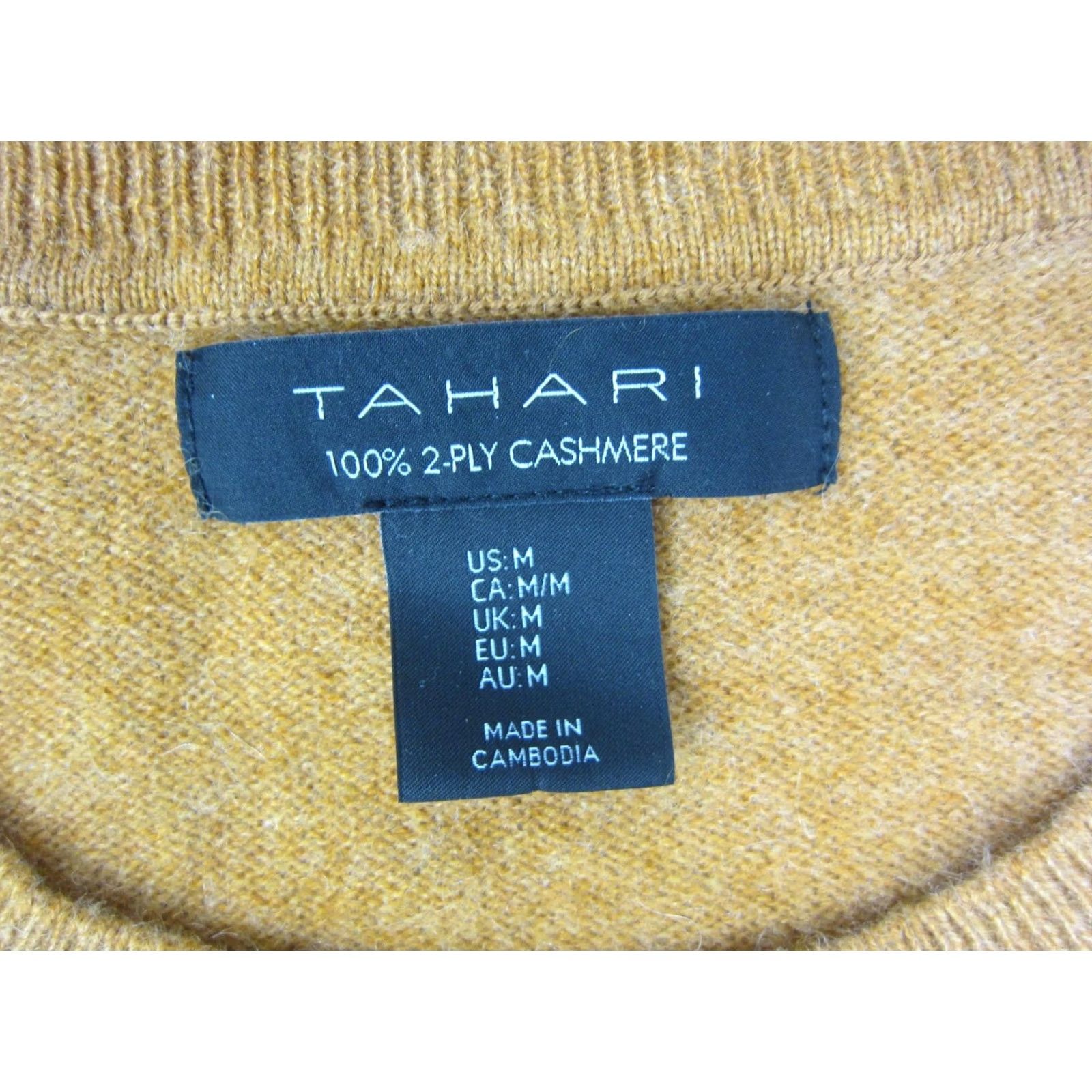 Vintage Tahari Sweater Womens Medium Gold 100% Cashmere 2 Ply Knit Classic Crewneck Size M / US 6-8 / IT 42-44 - 4 Thumbnail