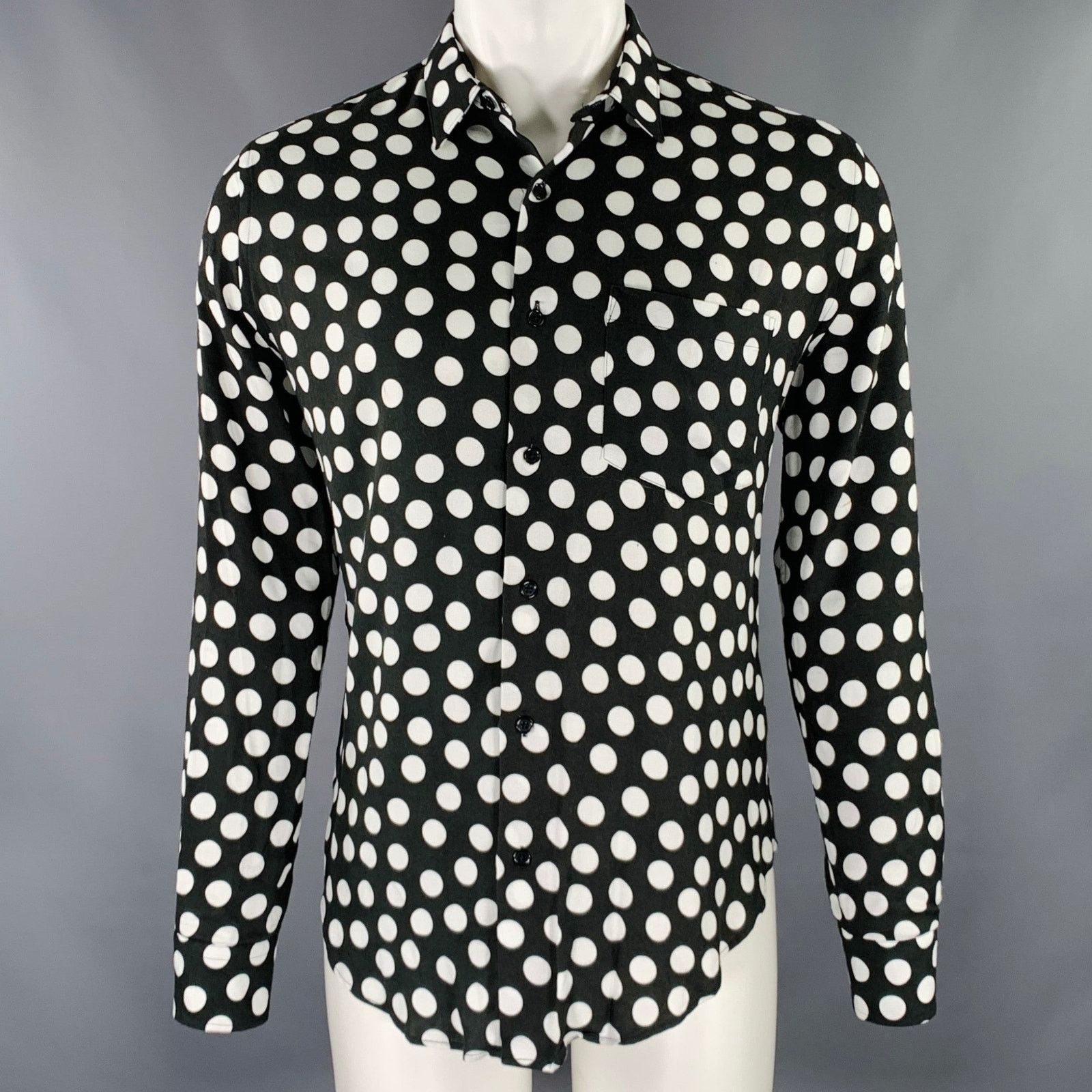 AMI AMI Black White Polka Dot Long Sleeve Shirt Size US S / EU 44-46 / 1 - 1 Thumbnail