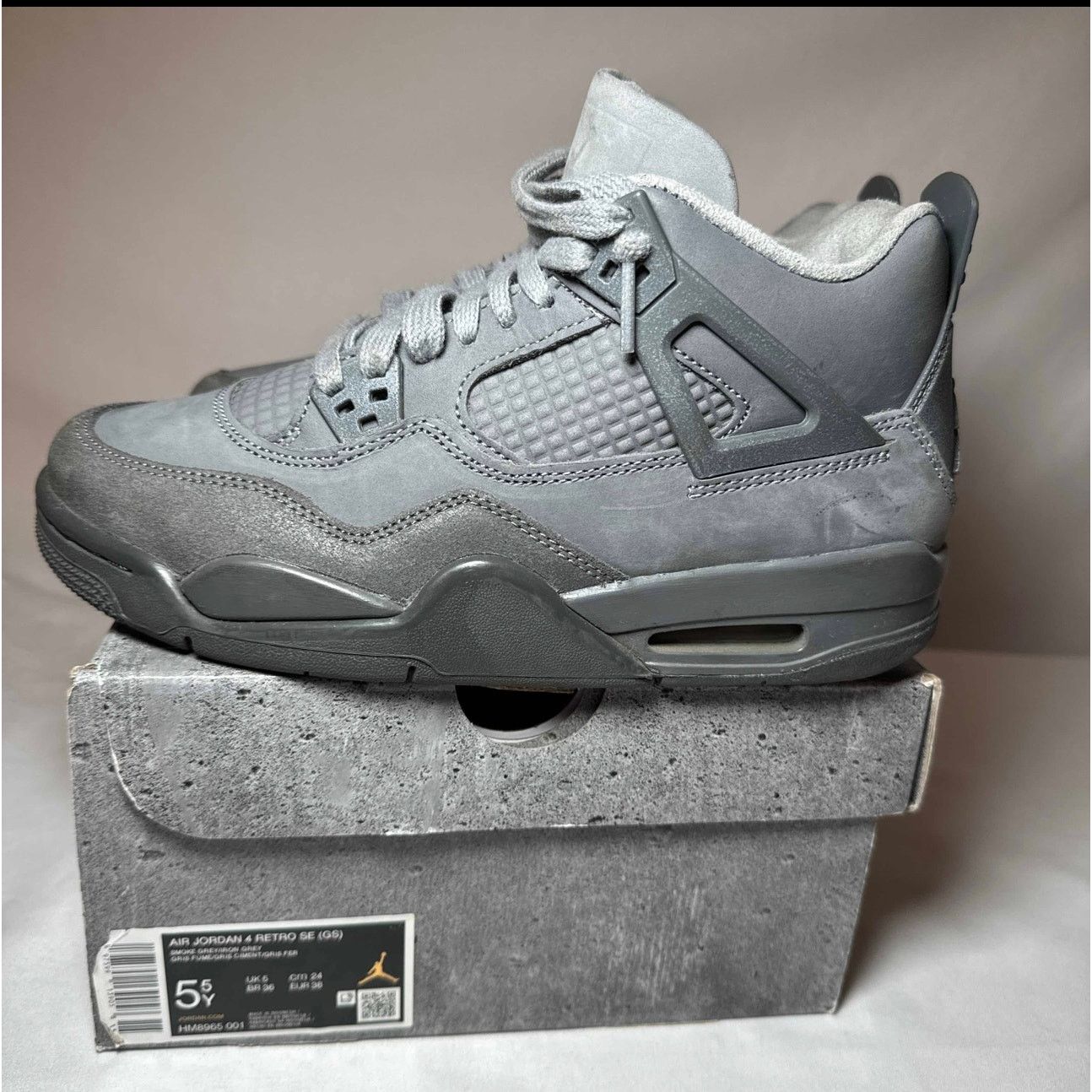 Jordan Brand × Nike Size 5.5 - Air Jordan 4 Retro SE GS Wet Cement Men's Shoes Size US 5.5 / EU 38 - 8 Thumbnail