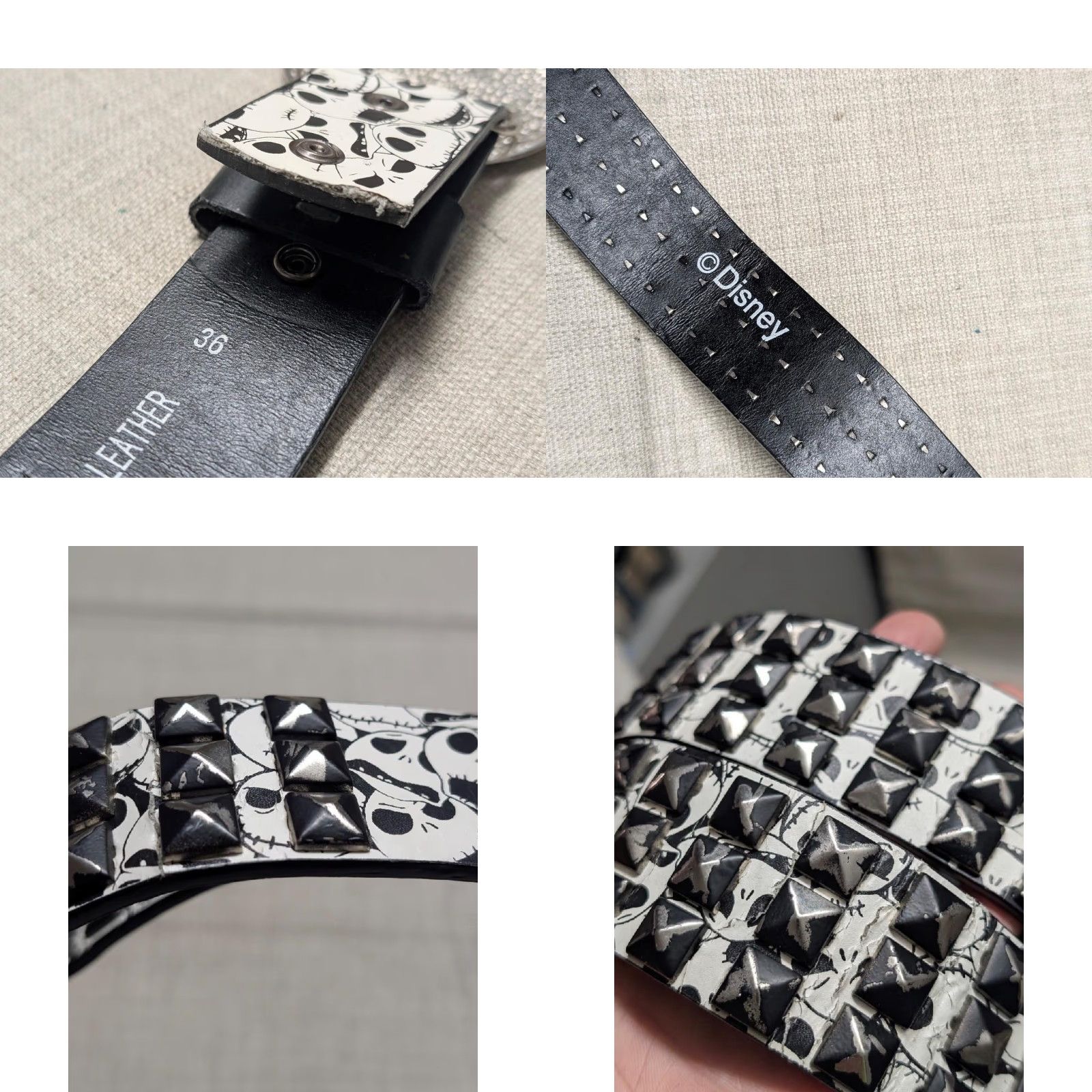 Disney VINTAGE Disney Y2K STUDDED belt 36 bonded leather Western belt Men Mens 36 Nightmare Before Christmas Size 36 - 8 Thumbnail