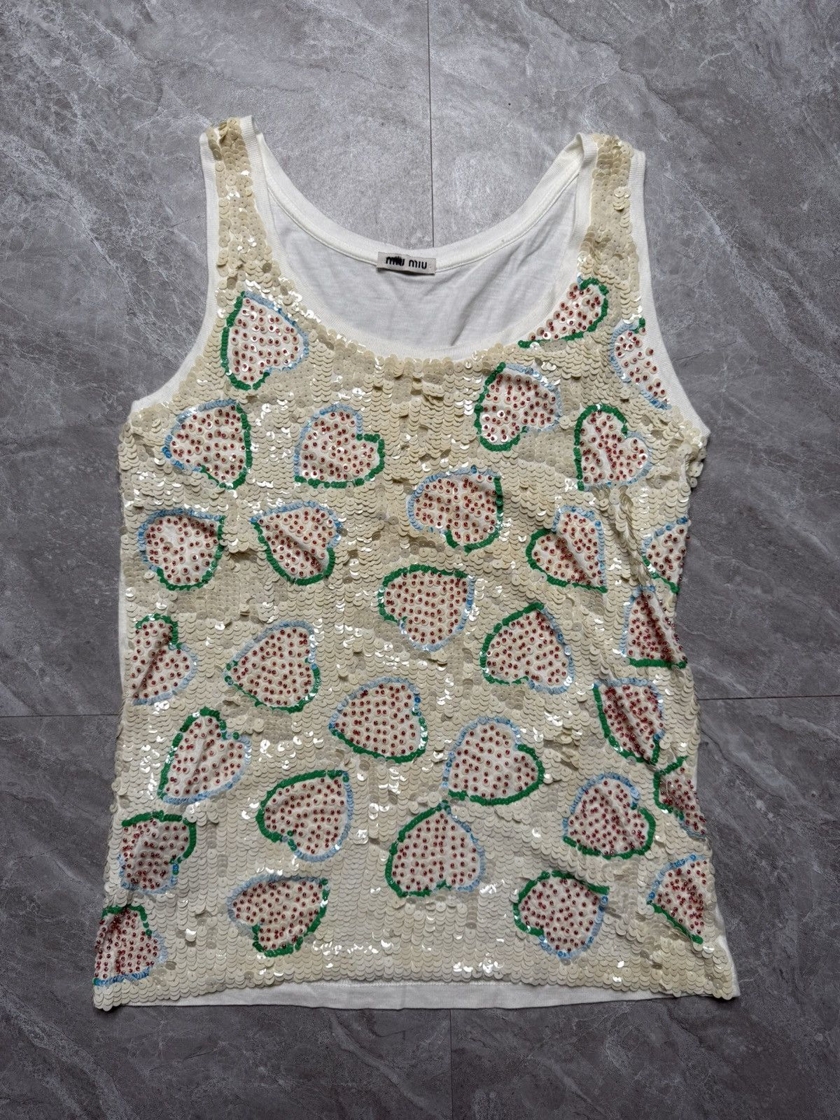 Miu Miu Miu miu S/S 10 Sequinned Tank Top Size XS / US 0-2 / IT 36-38 - 1 Thumbnail