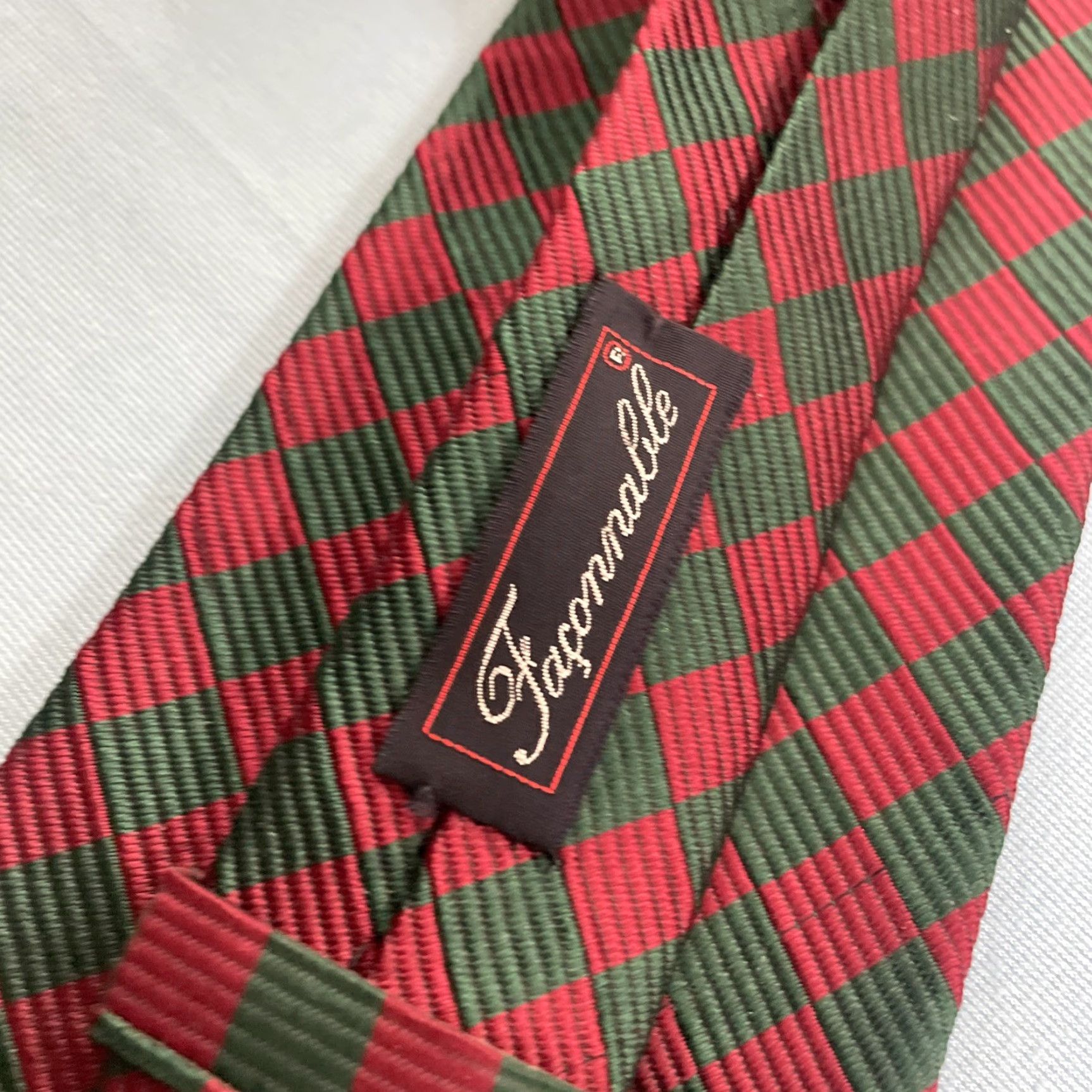 Faconnable VINTAGE Façonnable Men Silk Neck Tie Check Plaid Red Green Woven Power Tie 4x60 France Size ONE SIZE - 5 Thumbnail