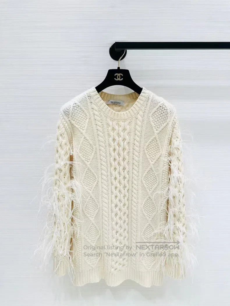 Valentino Valentino Feather milky white sweater Size S / US 4 / IT 40 - 1 Thumbnail