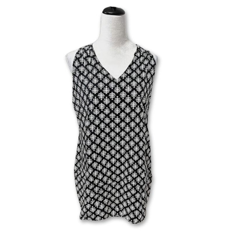 Other Shift Dress Floral Sleeveless Keyhole Neck Black/White W L Size L / US 10 / IT 46 - 1 Thumbnail