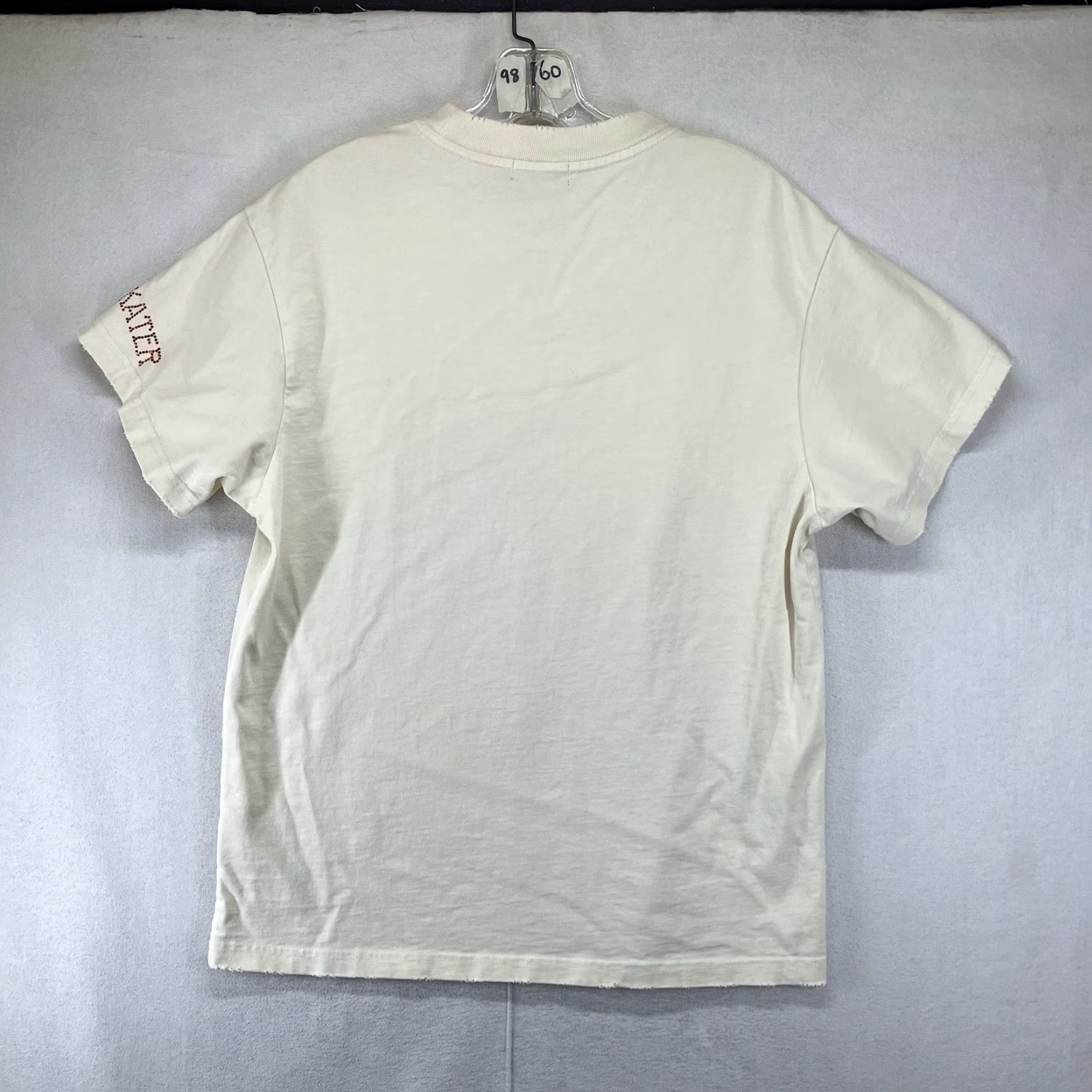 Vintage Rich Skater Women's T-Shirt Short Sleeve Crew Neck Beige 100% Cotton Distressed Graphic Rhinestone Bling Vintage No Size S / US 4 / IT 40 - 2 Thumbnail