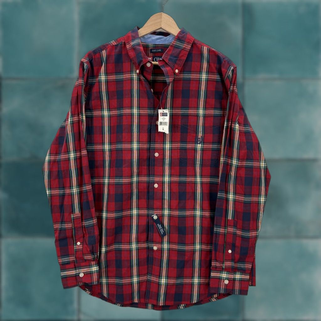 Chaps Chaps Shirt Mens Medium Red Plaid Long Sleeve Button Down Easy Care Casual NWT Size US M / EU 48-50 / 2 - 1 Thumbnail