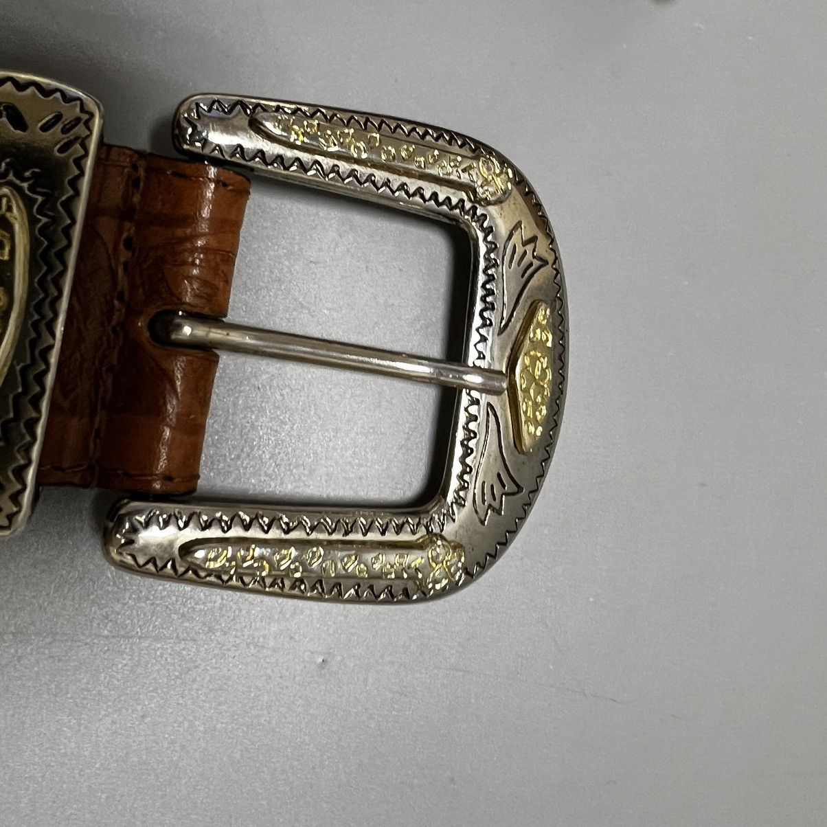 Vintage Vintage leather belt with buckle Size ONE SIZE - 15 Thumbnail