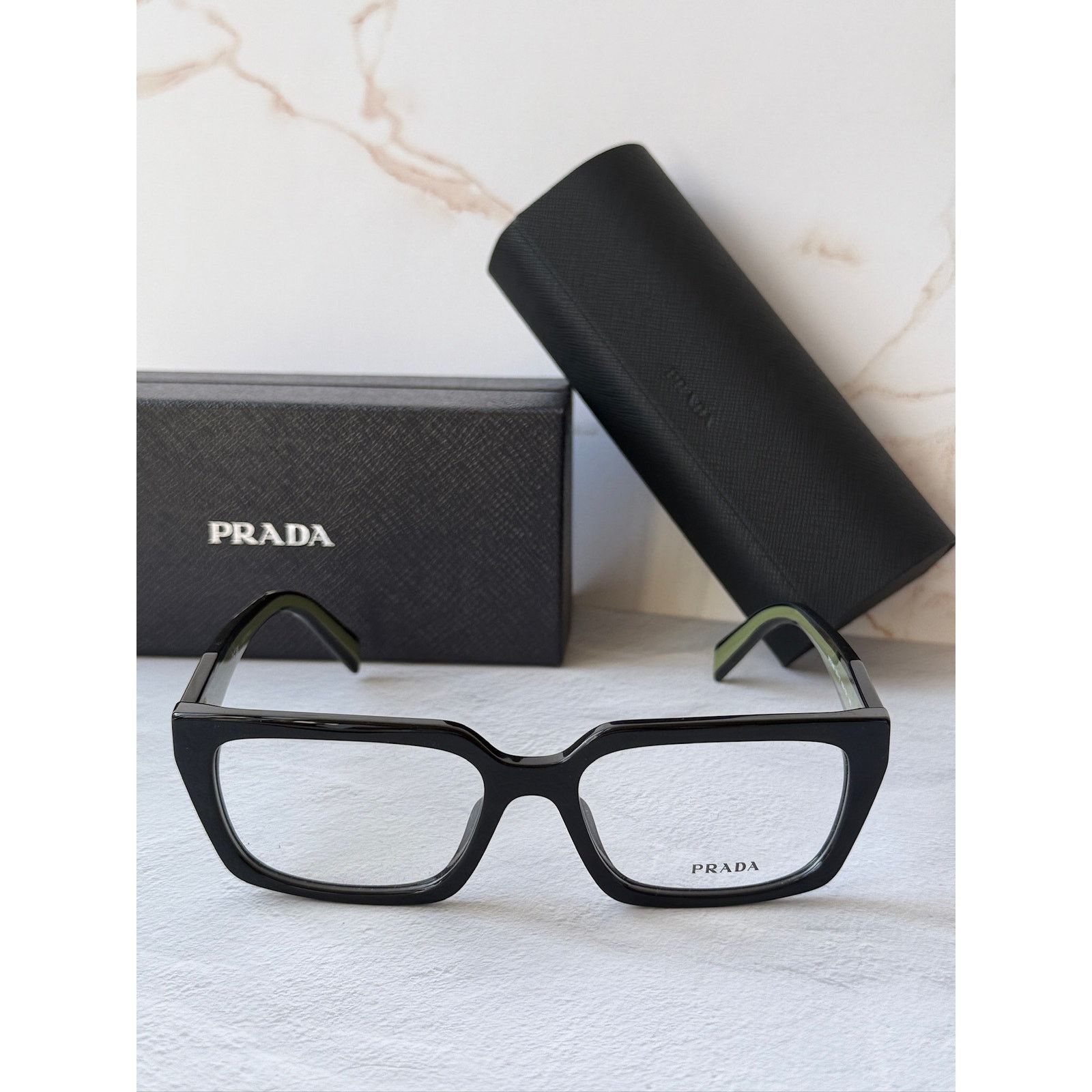 Prada NEW Prada PR D05V Black Green Rectangular Eyeglasses Frames Size ONE SIZE - 5 Thumbnail
