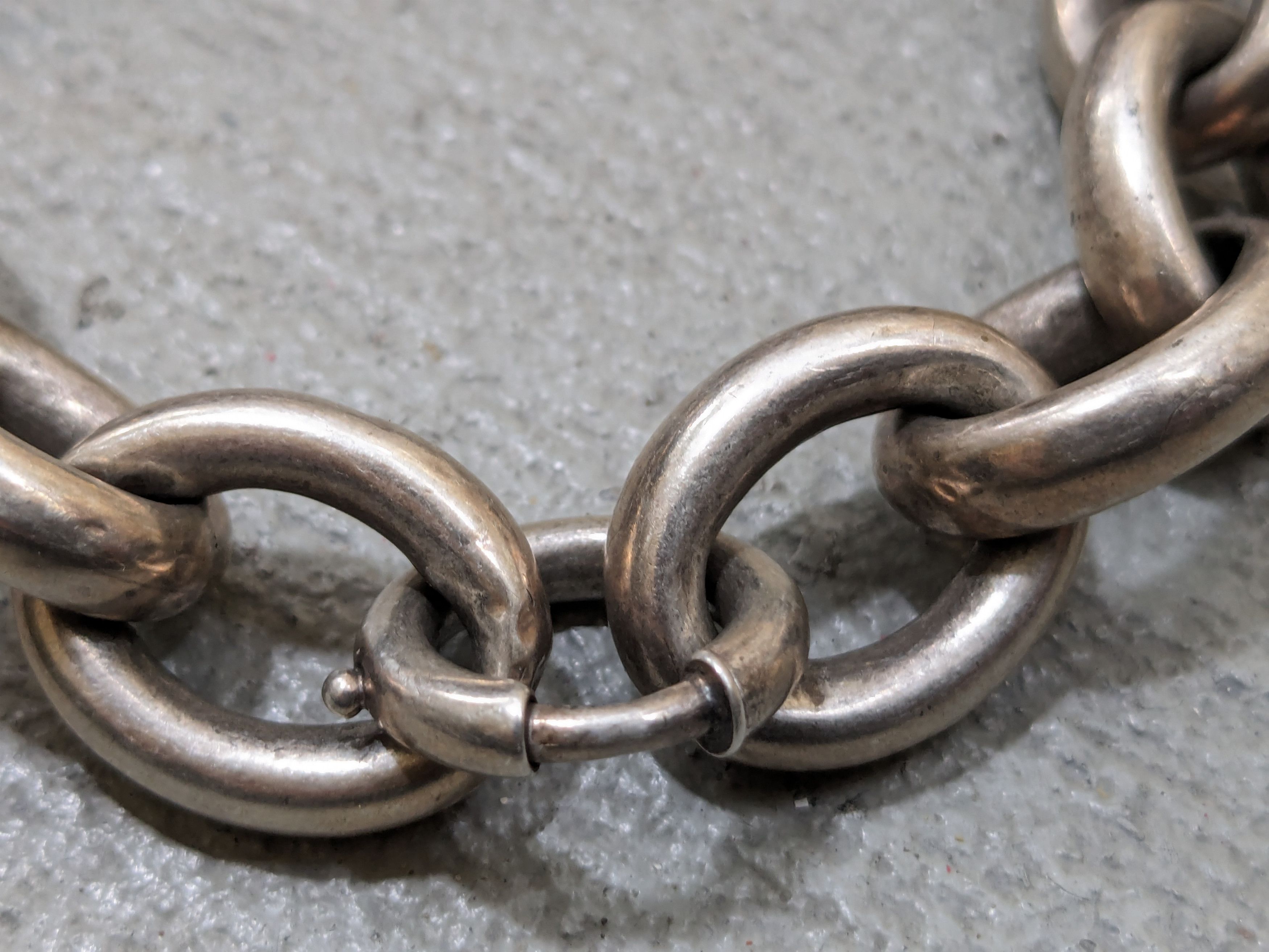 Other Vintage Sterling Silver Bracelet 9.5" Oval Chain Link 90s Size ONE SIZE - 7 Thumbnail