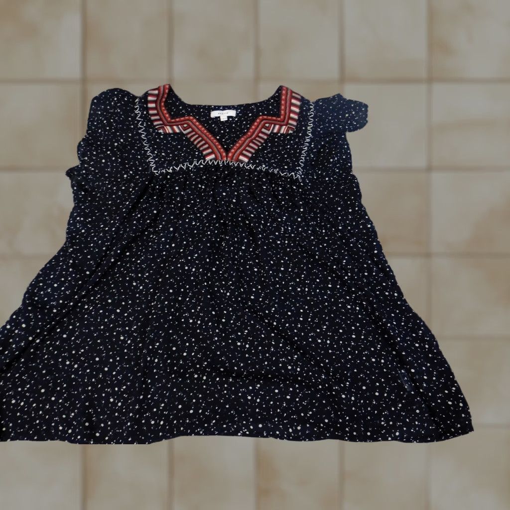 Vintage Maette Blouse Women L Blue Crew Neck Sleeveless Pullover Casual Cotton Rayon Floral Stretch Basic Casual Sleeve Regular Size L / US 10 / IT 46 - 1 Thumbnail